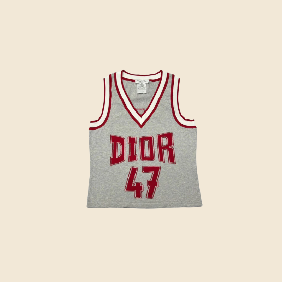 CHRISTIAN DIOR GREY "47" JERSEY TOP