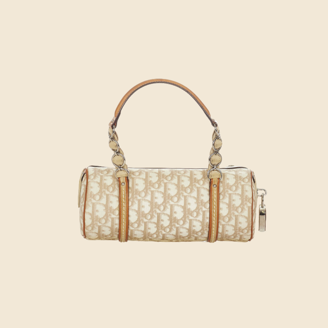 CHRISTIAN DIOR BEIGE ROMANTIQUE MINI BARREL BAG