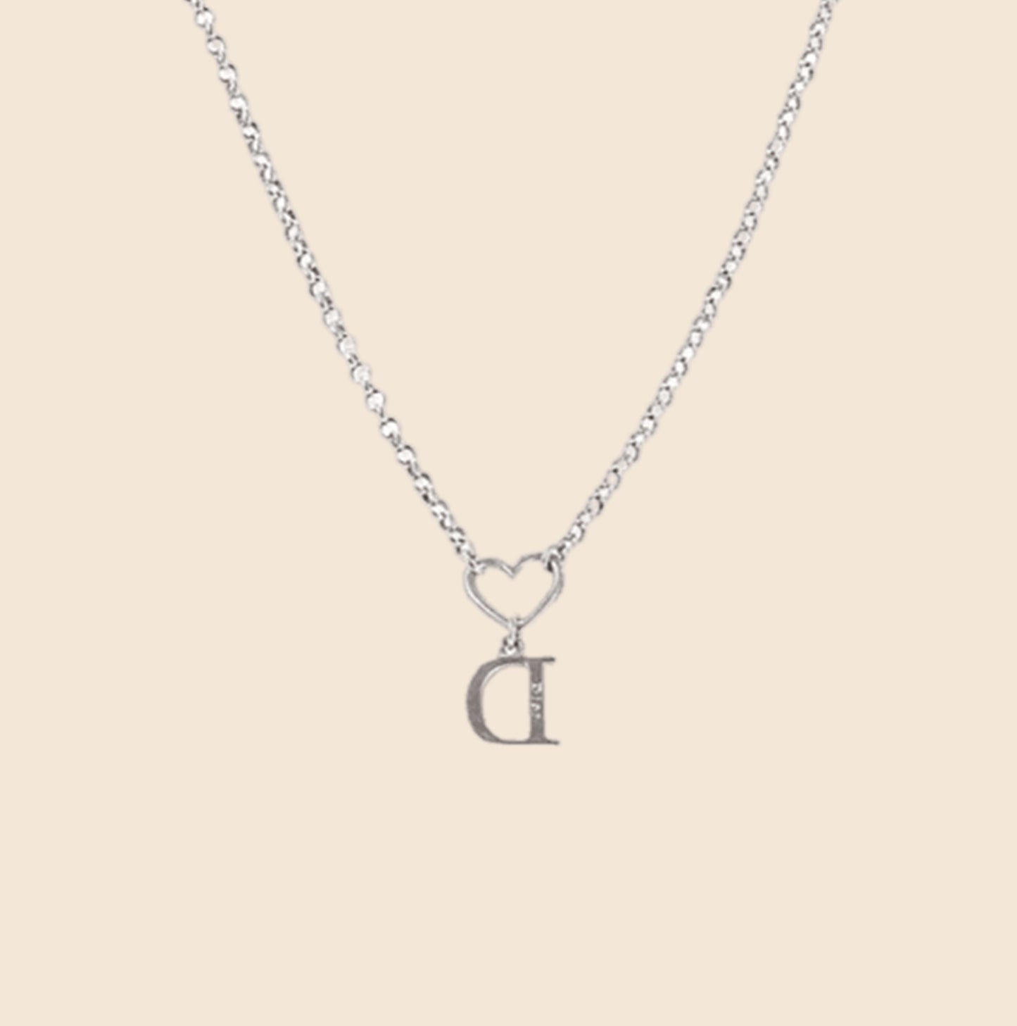 CHRISTIAN DIOR D CHARM HEART NECKLACE