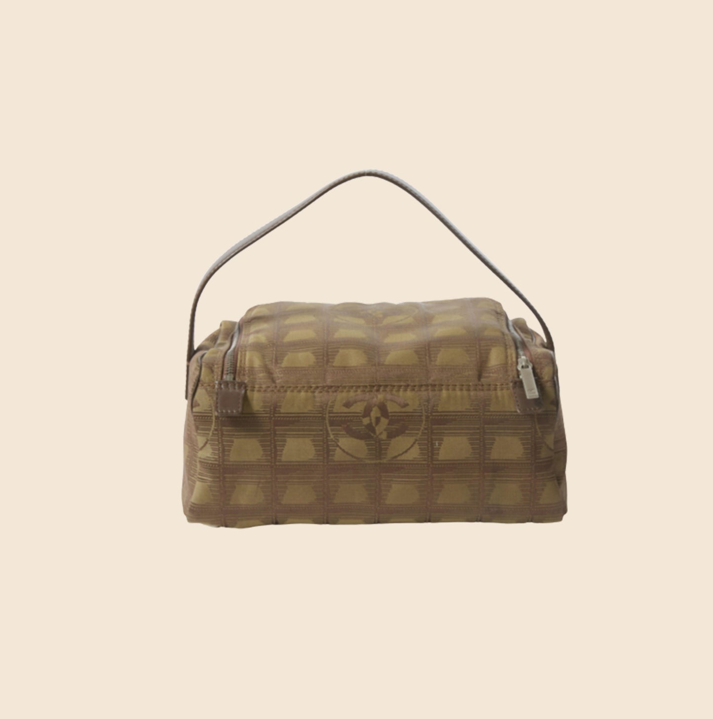CHANEL 2002 TRAVEL LINE BROWN CANVAS MAKE UP POUCH