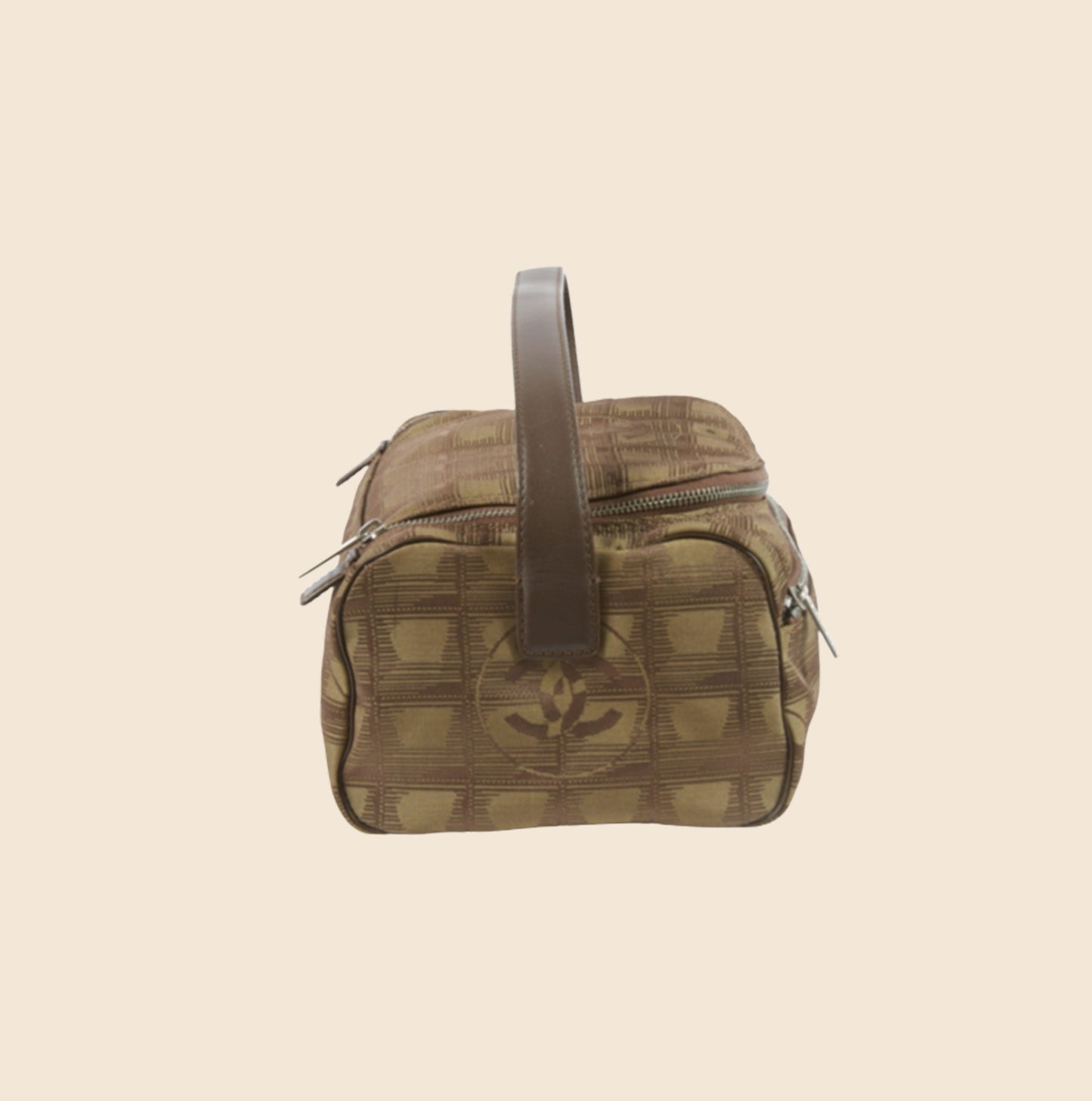 CHANEL 2002 TRAVEL LINE BROWN CANVAS MAKE UP POUCH