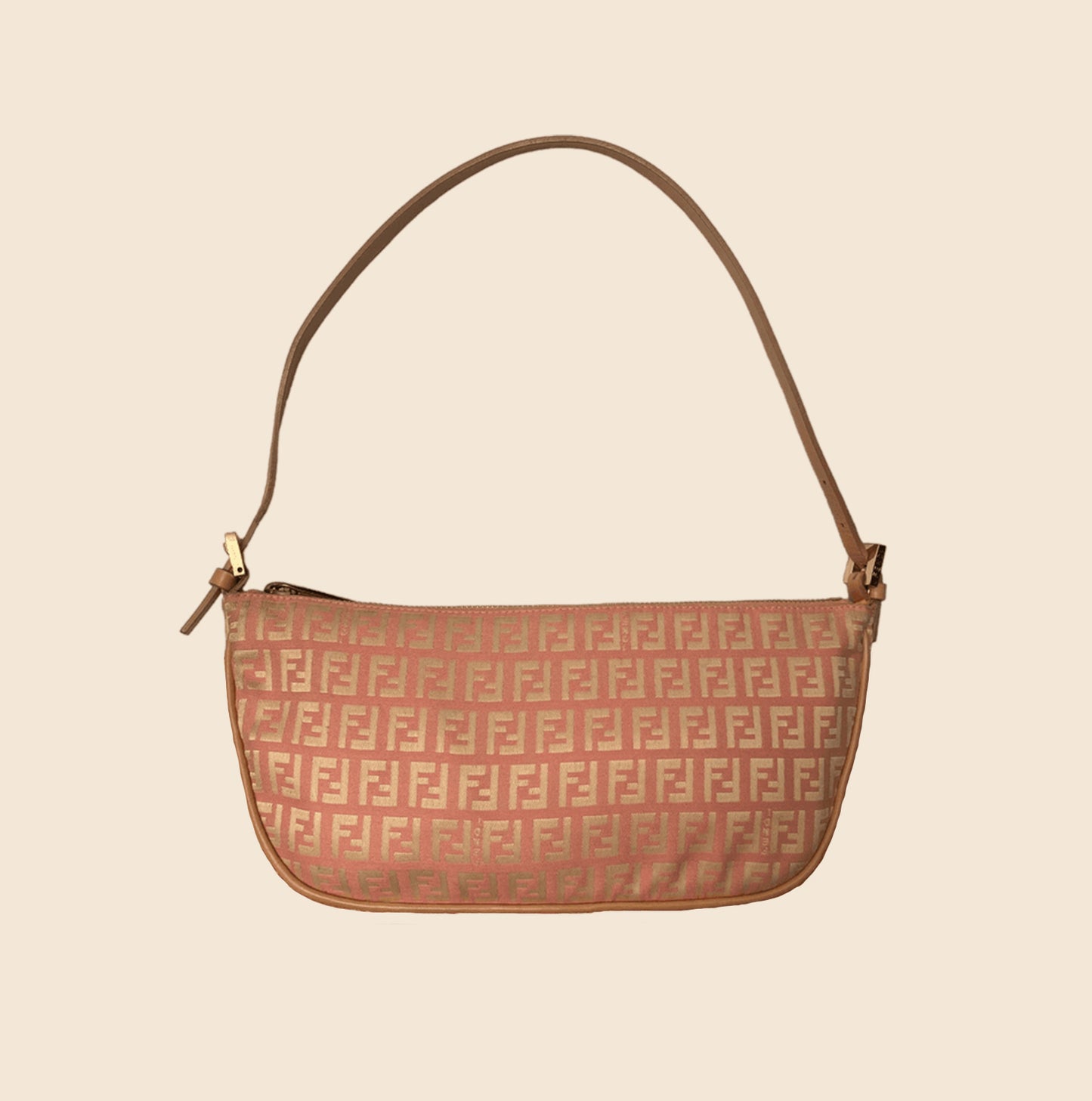 FENDI PINK AND GOLD ZUCCHINO SHOULDER BAG