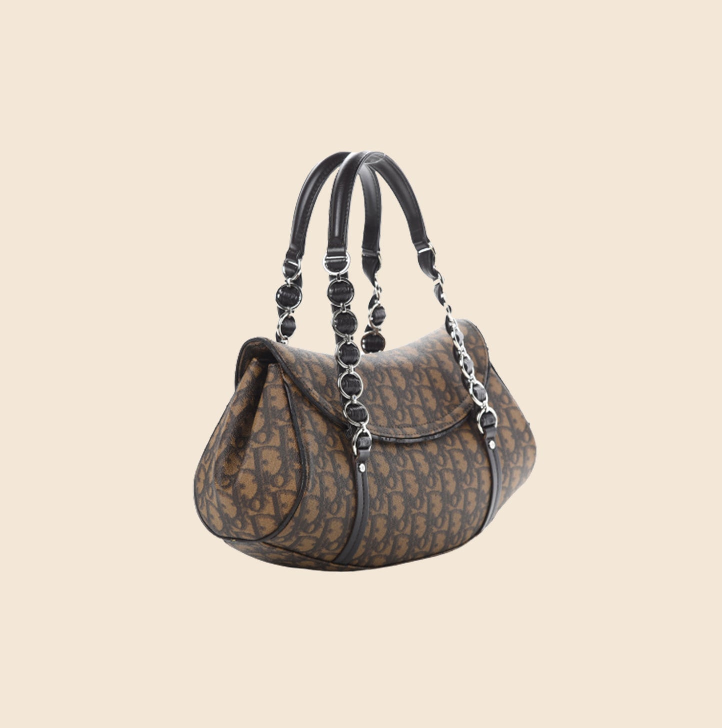 CHRISTIAN DIOR BROWN TROTTER ROMANTIQUE FLAP BAG