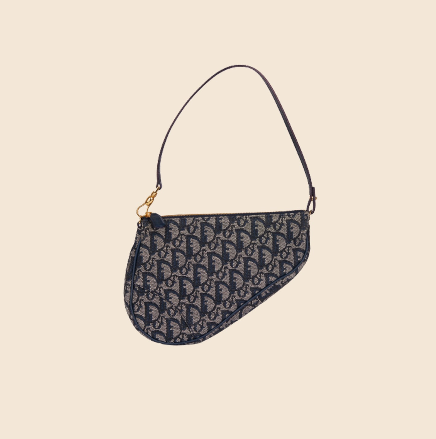 CHRISTIAN DIOR BLUE OBLIQUE CANVAS SADDLE BAG
