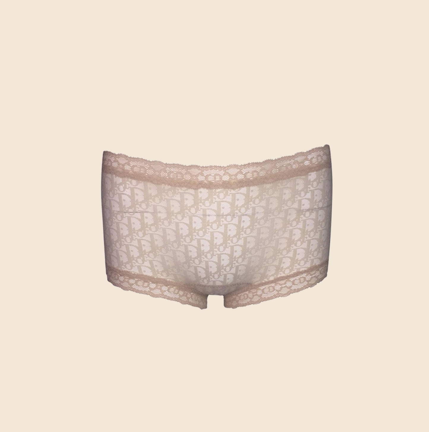 CHRISTIAN DIOR NUDE SHEER MESH MONOGRAM BOYSHORT PANTIES