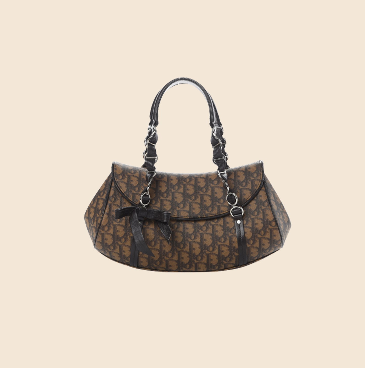 CHRISTIAN DIOR BROWN TROTTER ROMANTIQUE FLAP BAG