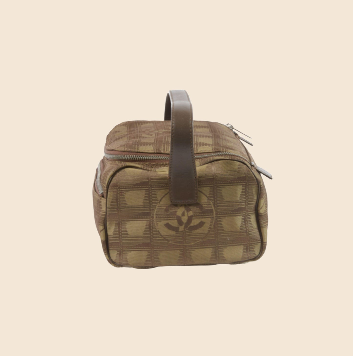 CHANEL 2002 TRAVEL LINE BROWN CANVAS MAKE UP POUCH