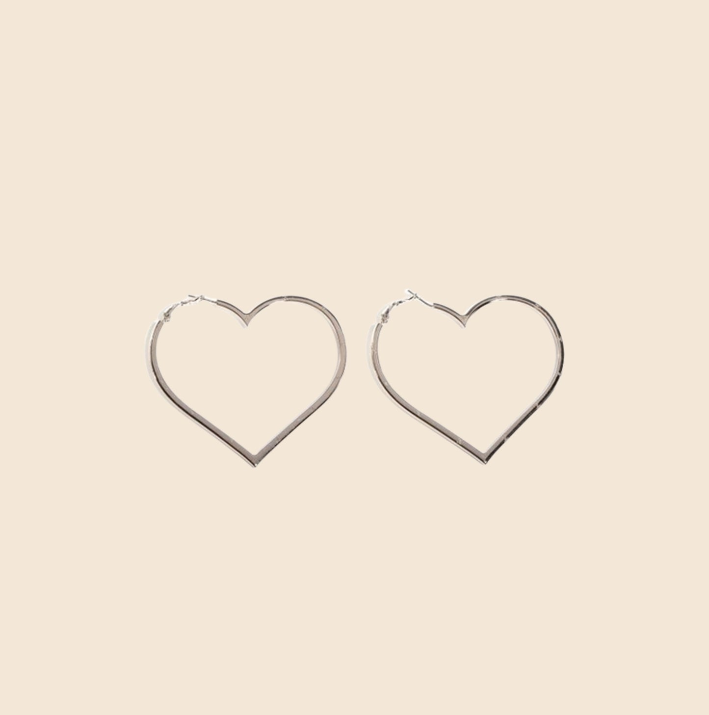 CHANEL SILVER HEART HOOP EARRINGS