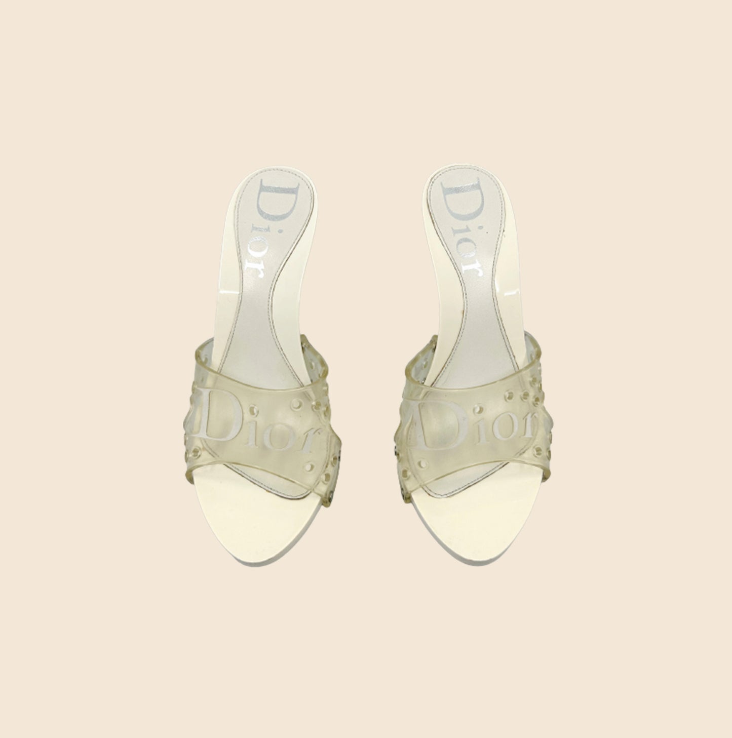 CHRISTIAN DIOR 2000s TRANSPARENT WHITE JELLY MULES