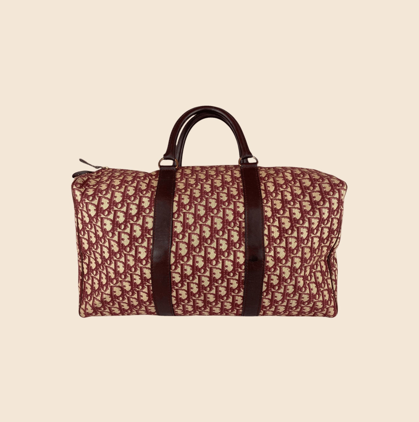 CHRISTIAN DIOR BURGUNDY CANVAS WEEKEND BAG