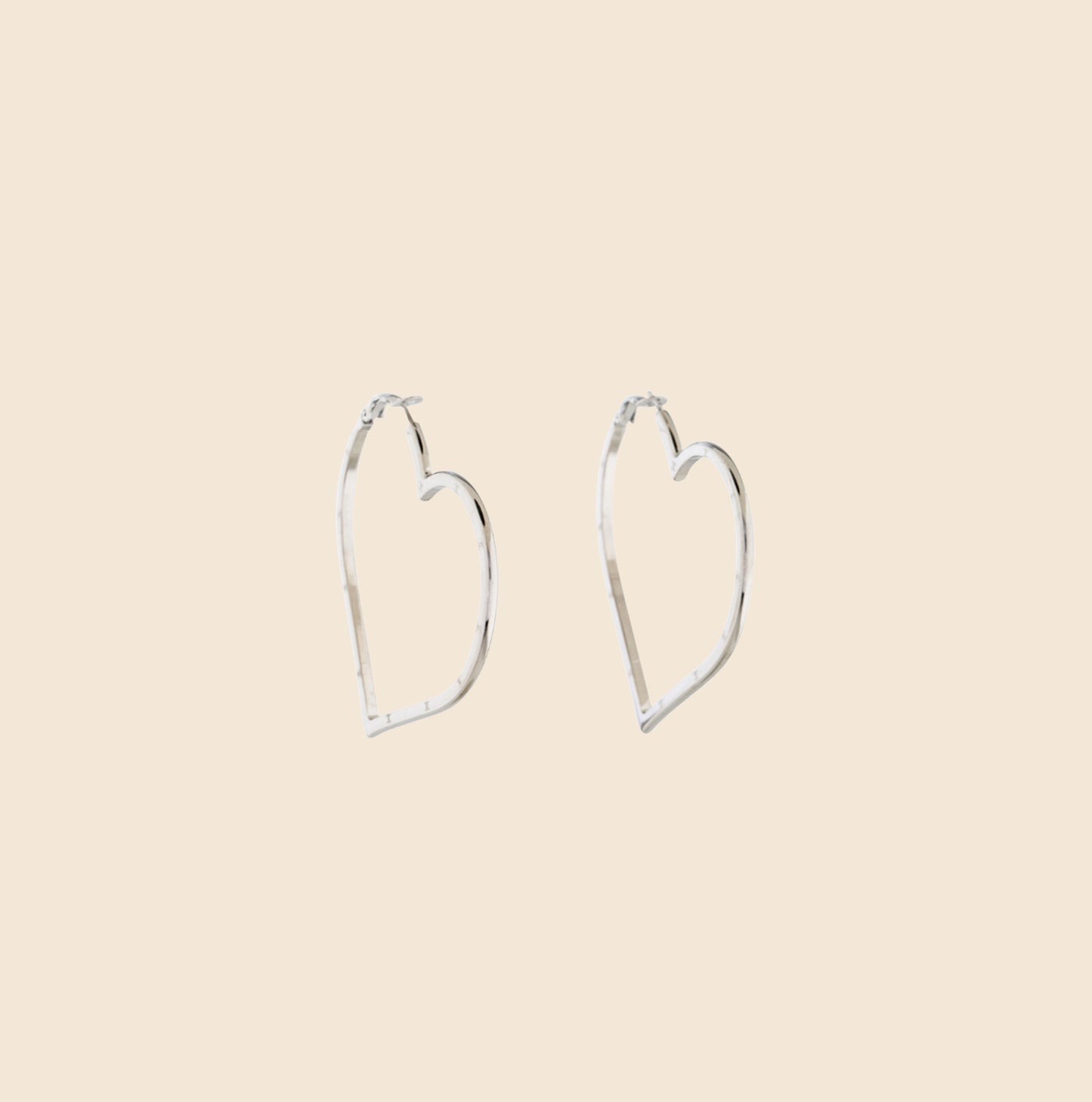 CHANEL SILVER HEART HOOP EARRINGS