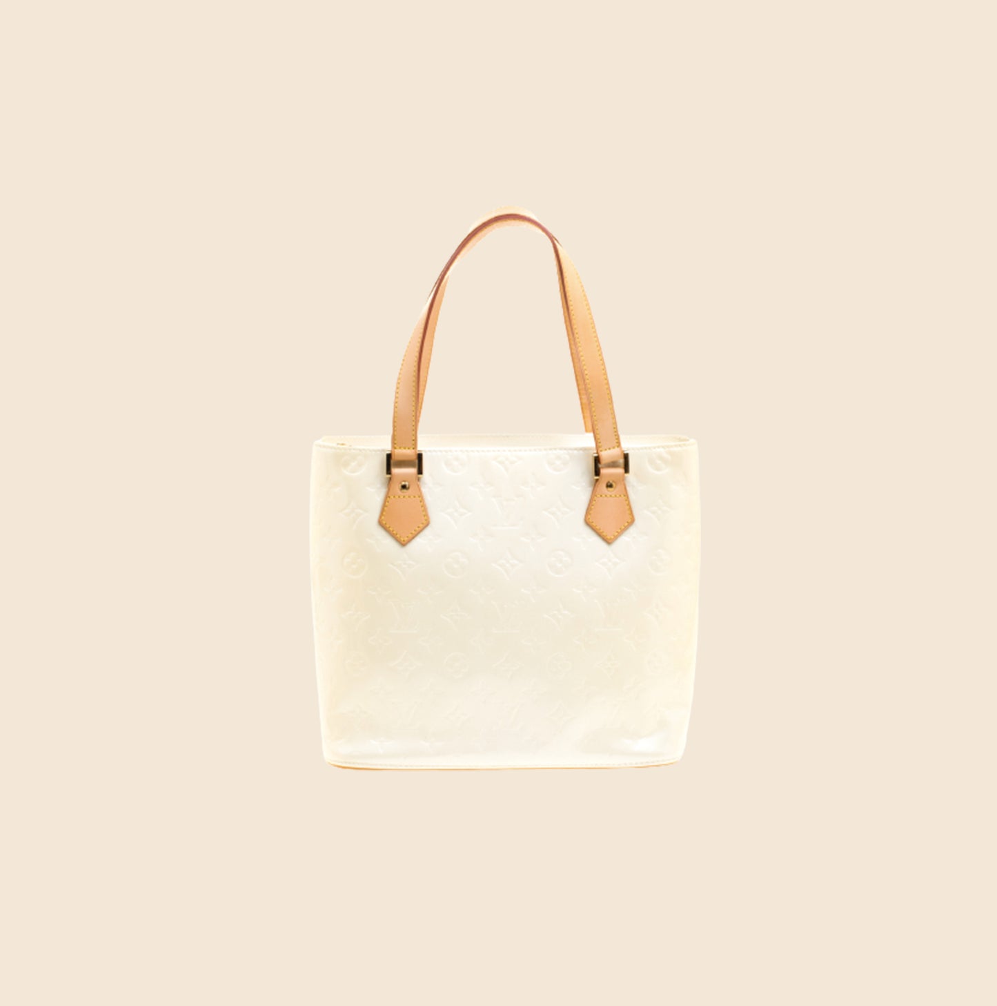 LOUIS VUTTON CREAM WHITE MONOGRAM VERNIS HOUSTON BAG