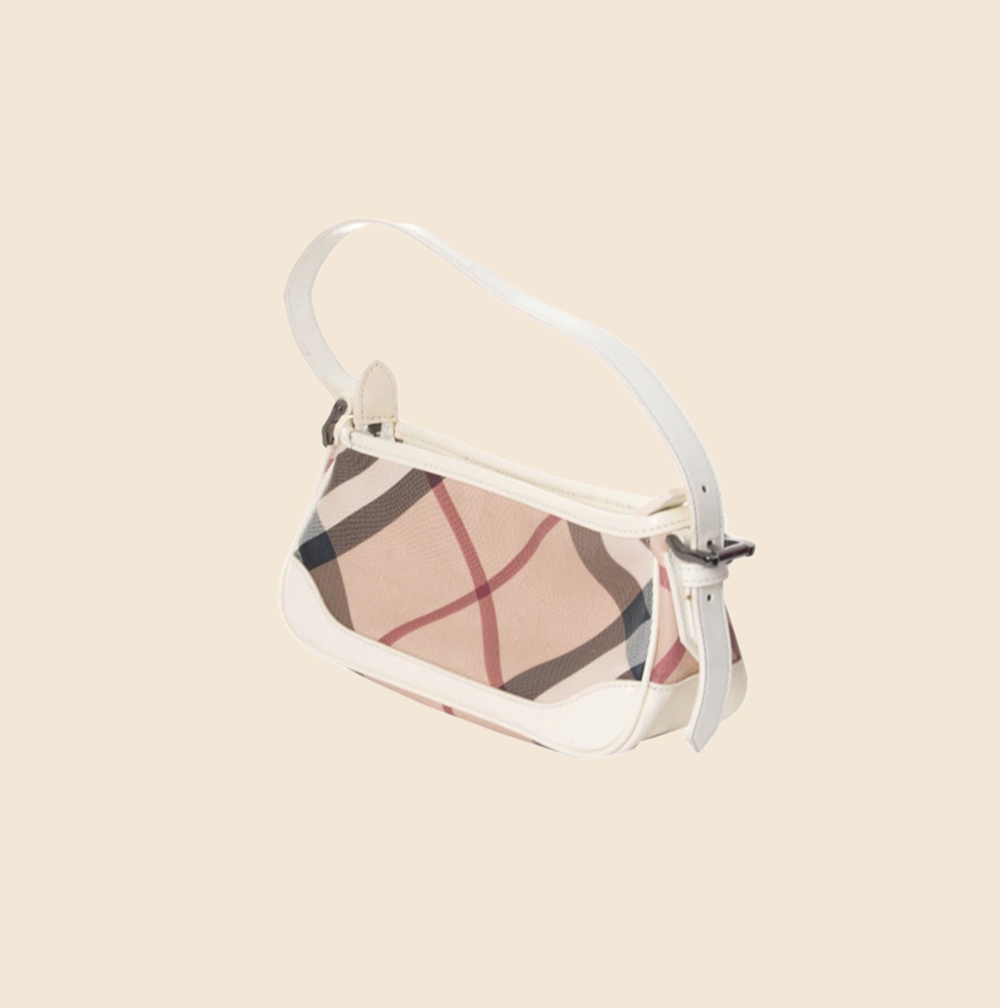 BURBERRY NOVA CHECK WHITE PATENT LEATHER SHOULDER BAG