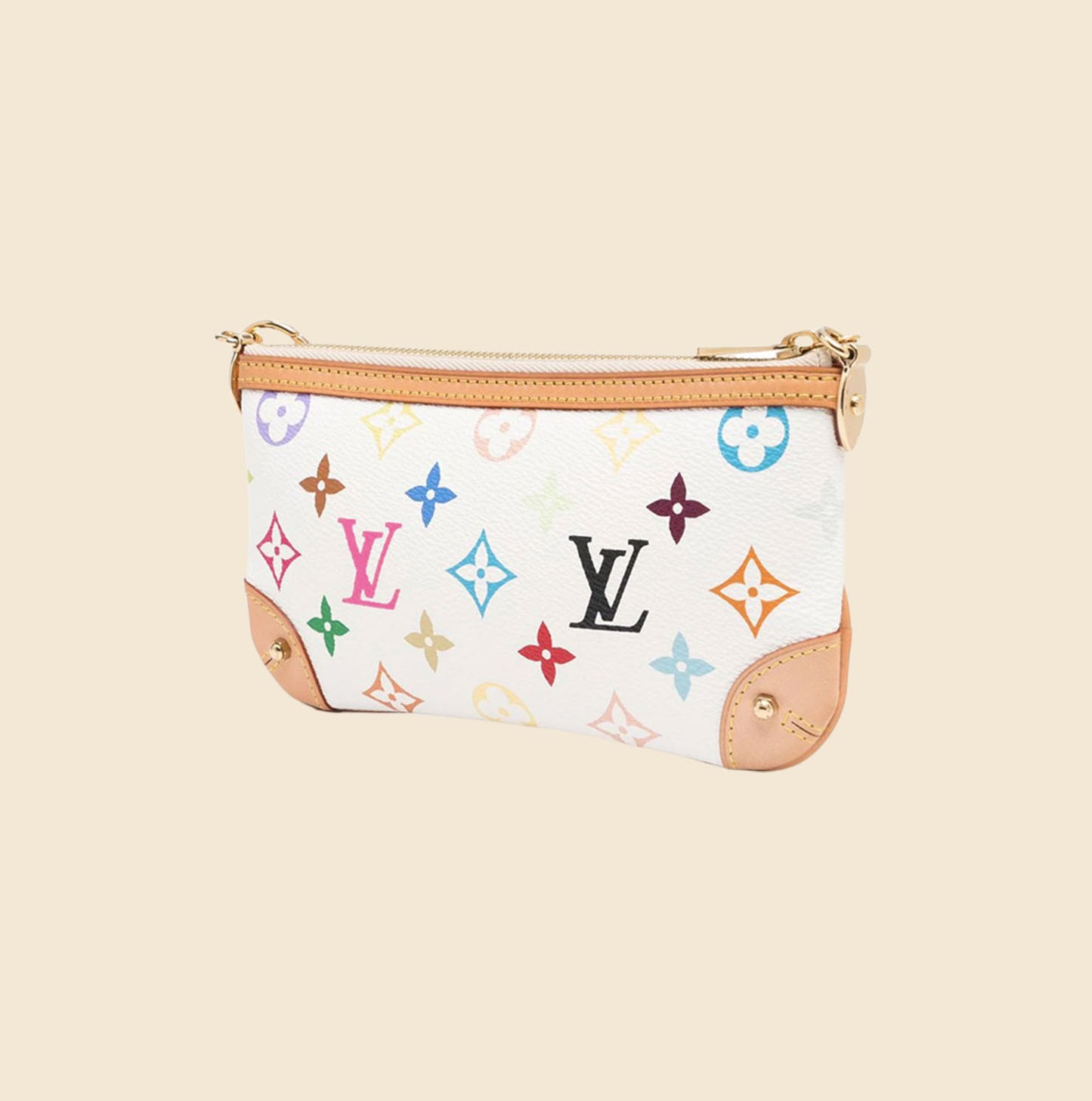 LOUIS VUITTON WHITE MULTICOLOUR MILLA MM CLUTCH