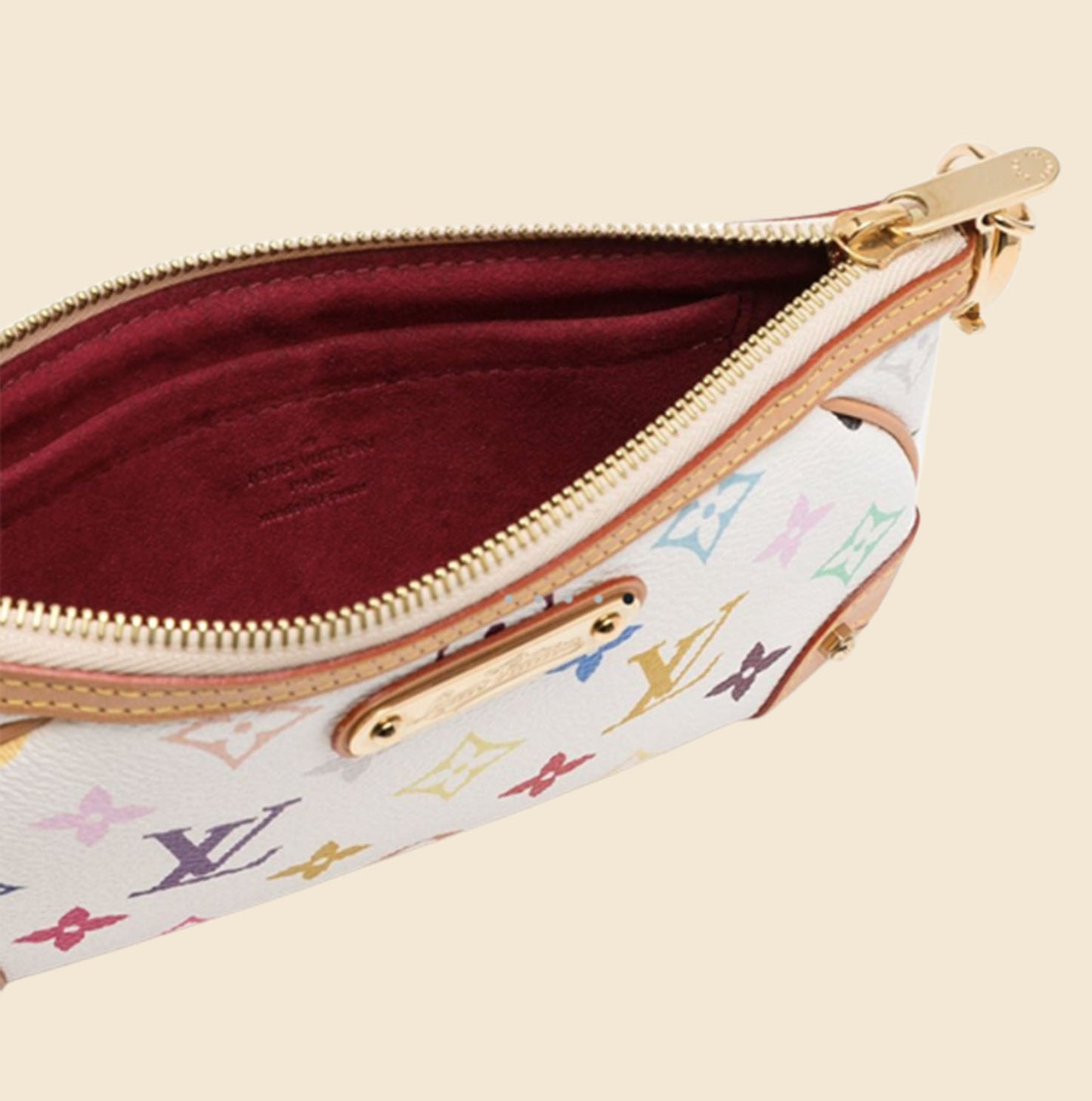 LOUIS VUITTON WHITE MULTICOLOUR MILLA MM CLUTCH