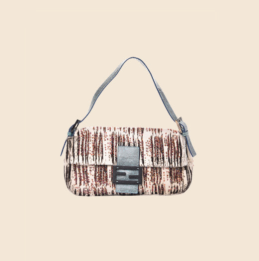 FENDI MULTICOLOR CALF HAIR BEADED ZEBRA PRINT BAGUETTE