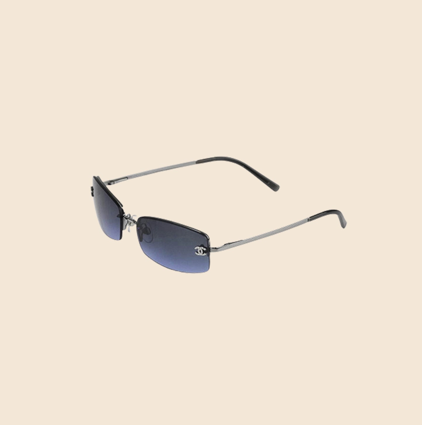 CHANEL BLUE-TONE CC LOGO CRYSTAL SUNGLASSES