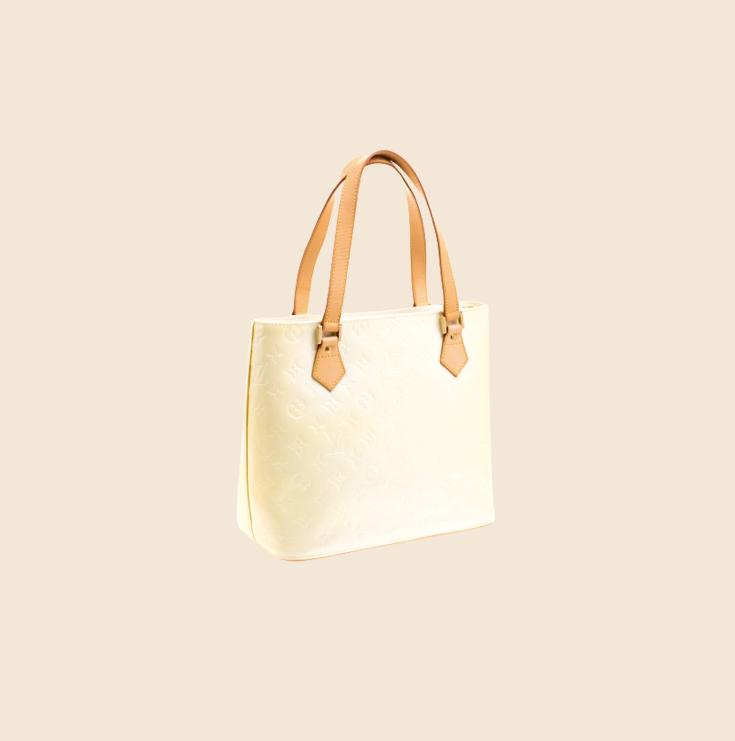 LOUIS VUTTON CREAM WHITE MONOGRAM VERNIS HOUSTON BAG