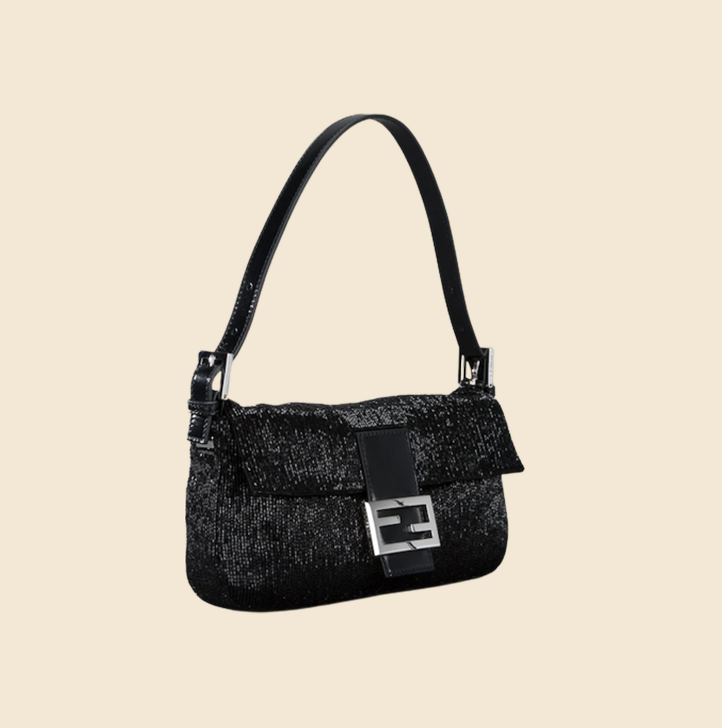 FENDI BEADED BLACK BAGUETTE