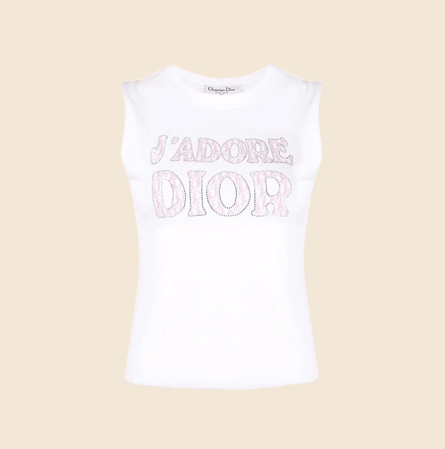 CHRISTIAN DIOR 2000s 'J'ADORE DIOR' RHINESTONE TANK TOP