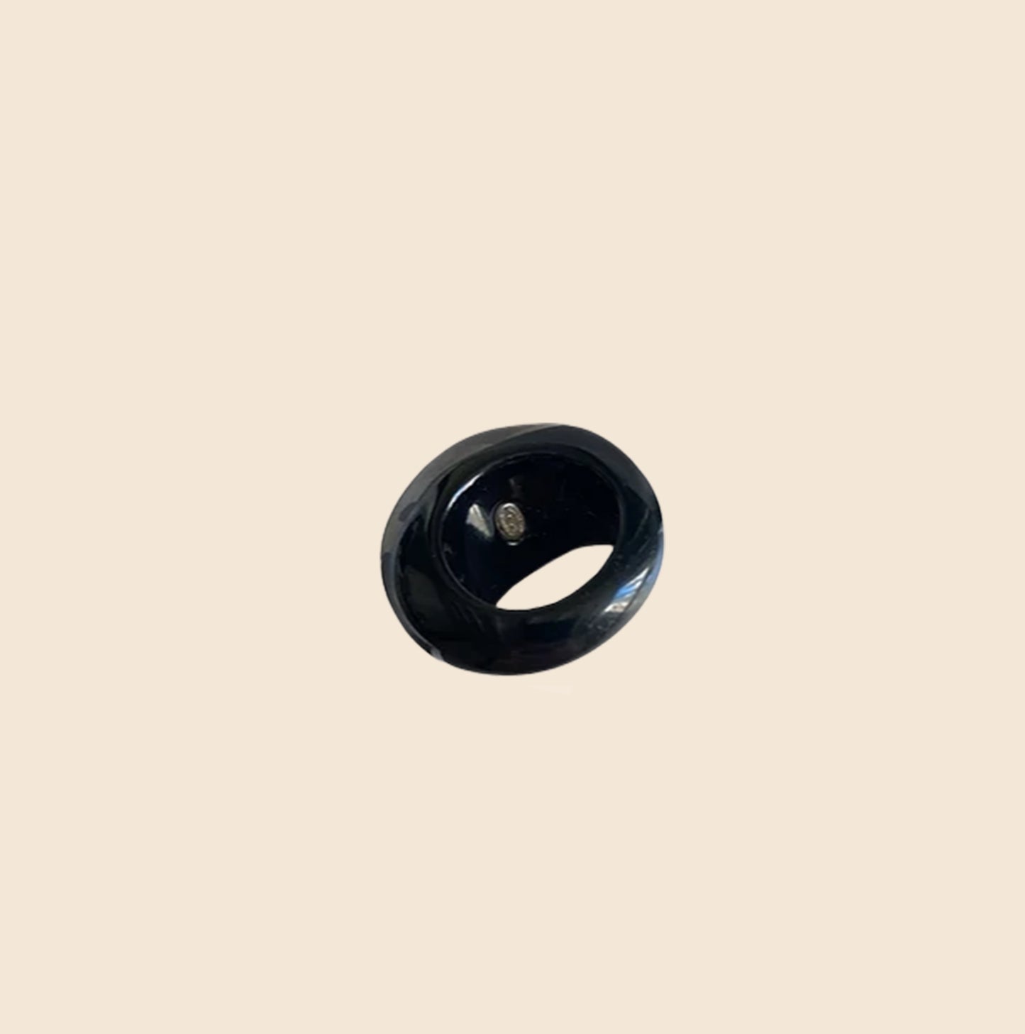 CHANEL CC & CAMELLIA RHINESTONE RESIN RING