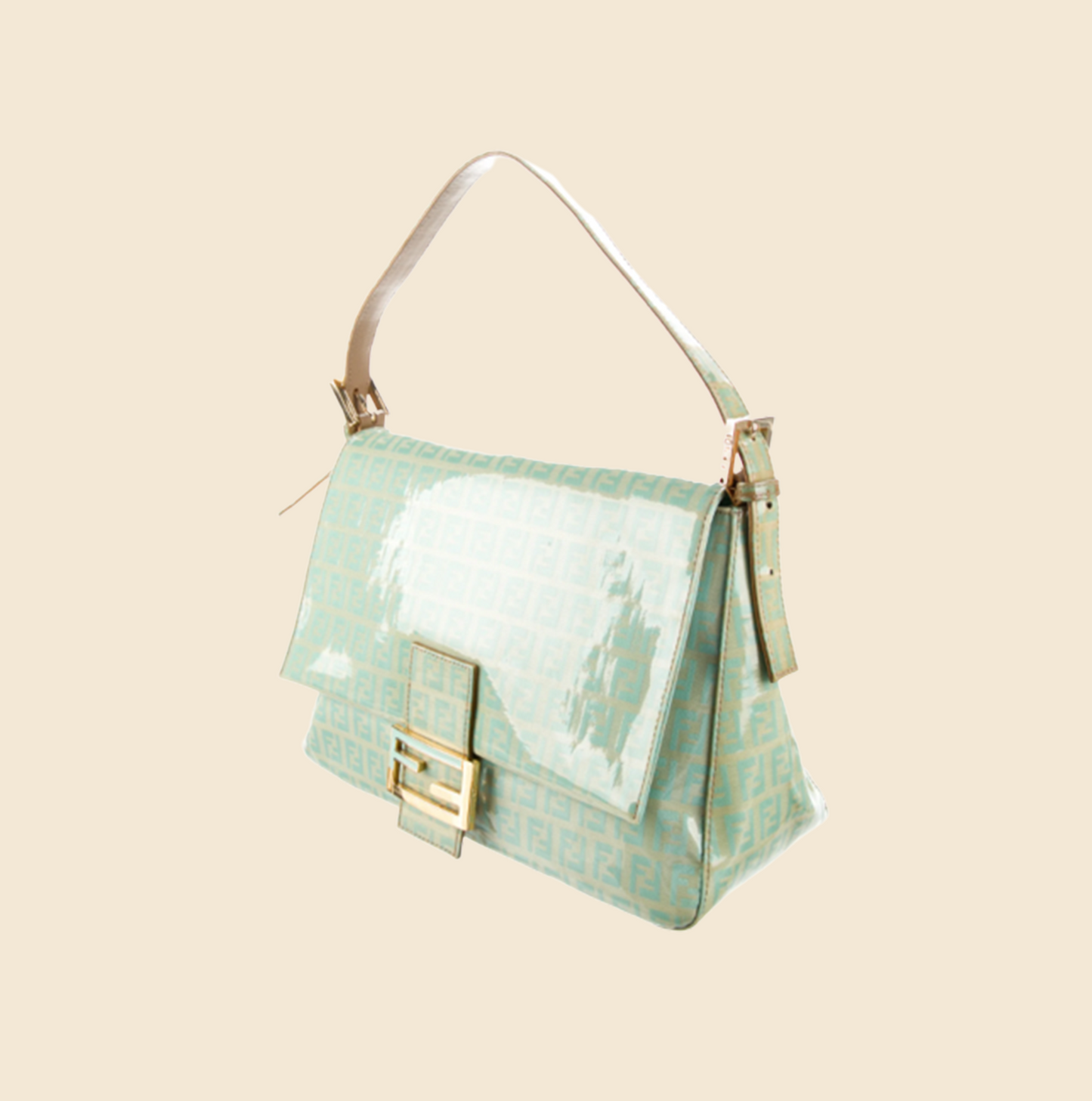 FENDI BLUE VINYL ZUCCHINO MAMMA BAGUETTE