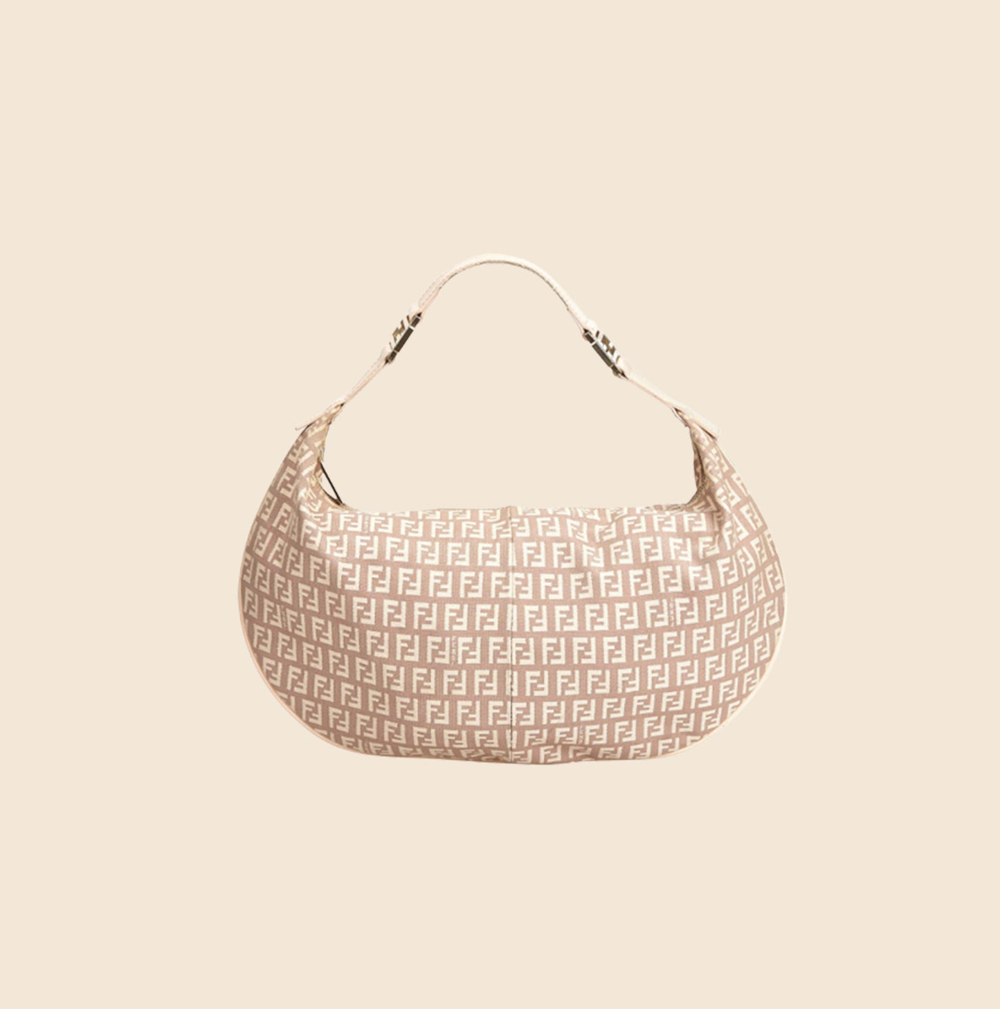 FENDI LIGHT BROWN ZUCCHINO CANVAS HOBO BAG