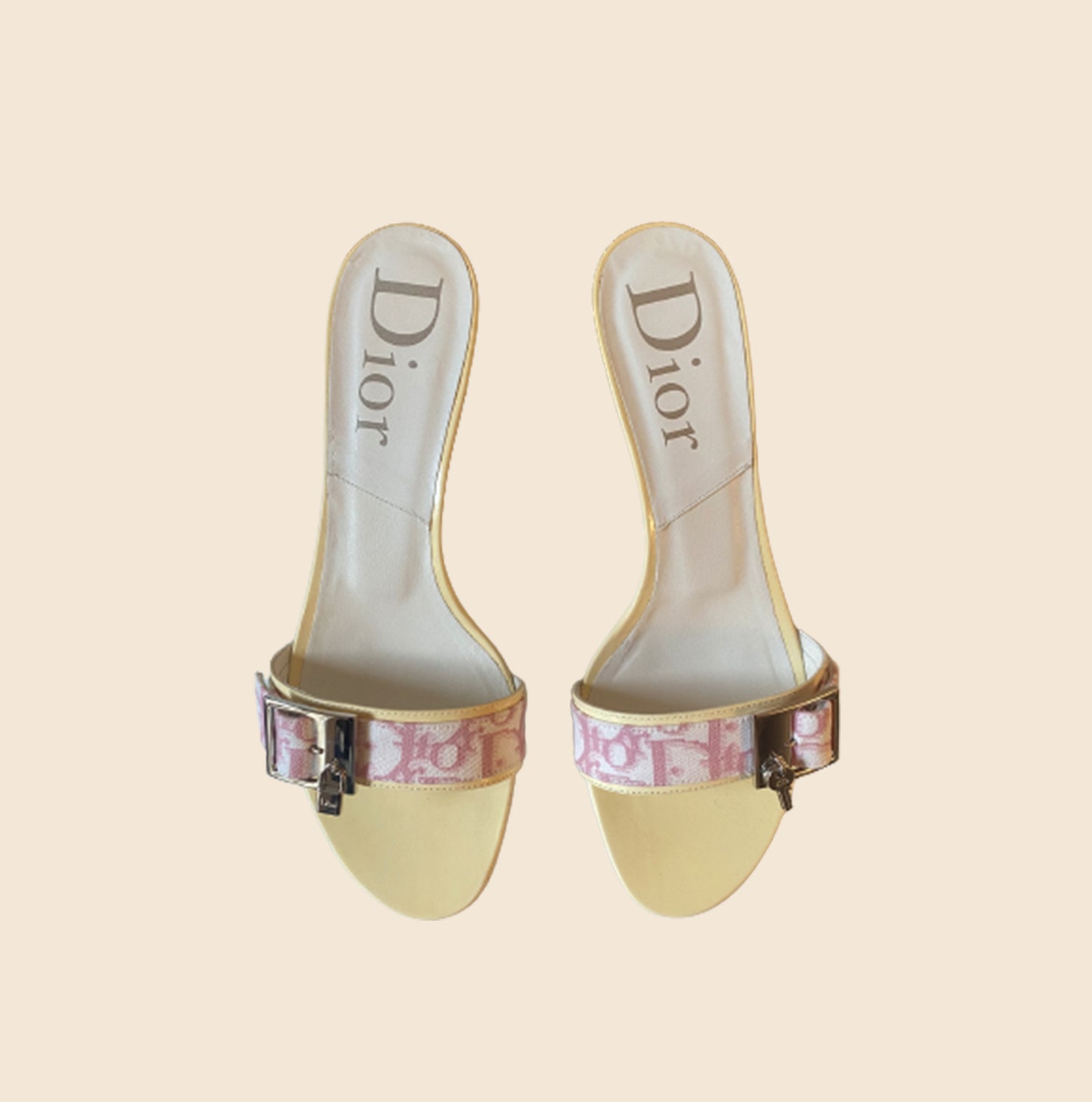 CHRISTIAN DIOR DIORISSIMO PINK DENIM STRAP SANDALS