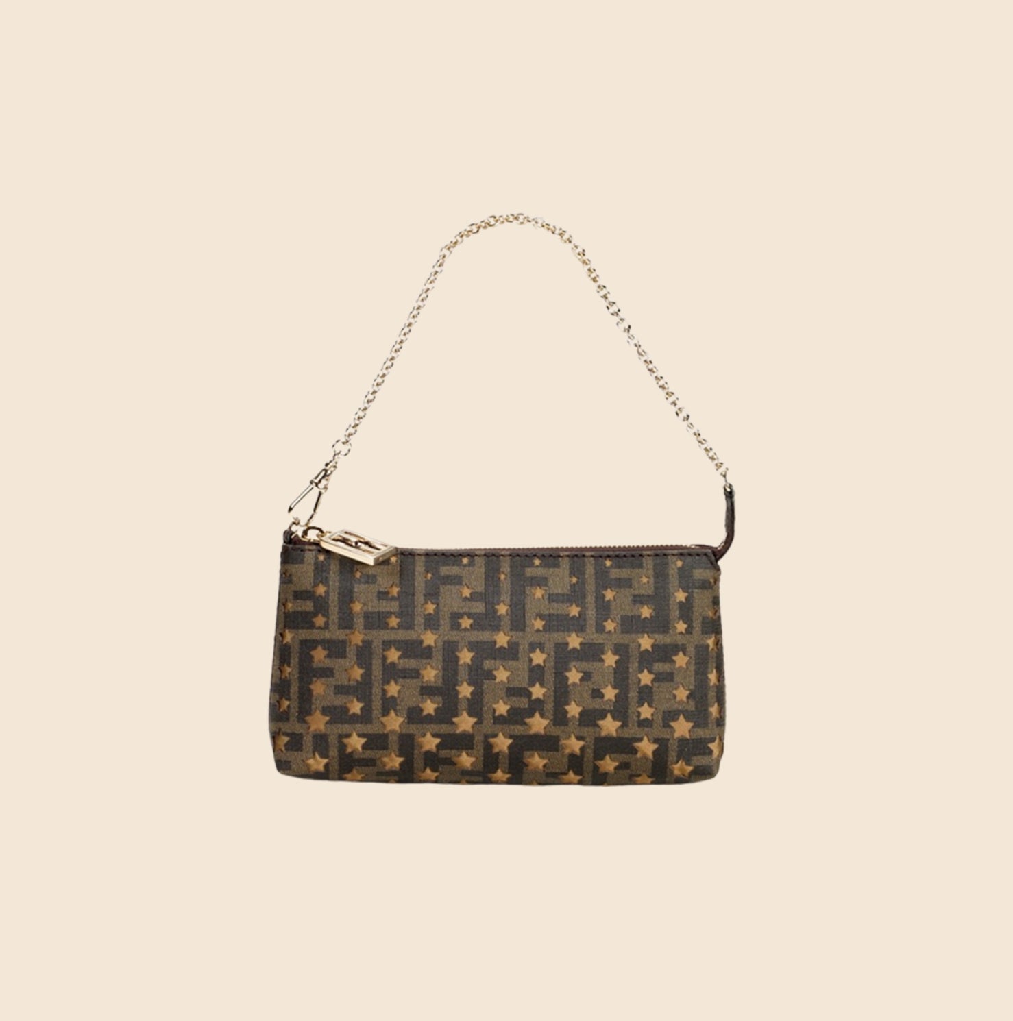 FENDI PERFORATED STAR ZUCCA POCHETTE