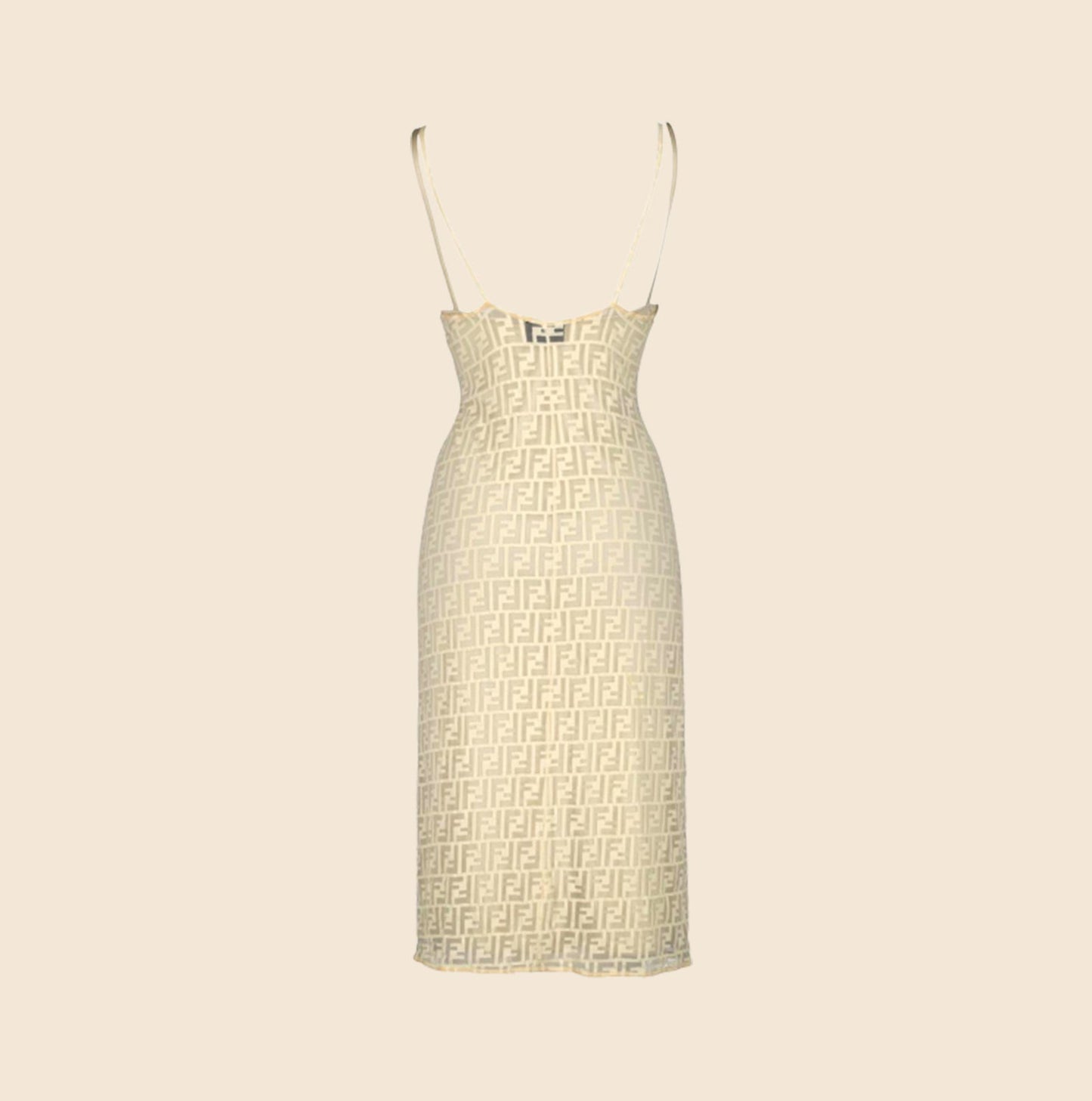 FENDI 1990s ZUCCA SHEER CREAM DRESS
