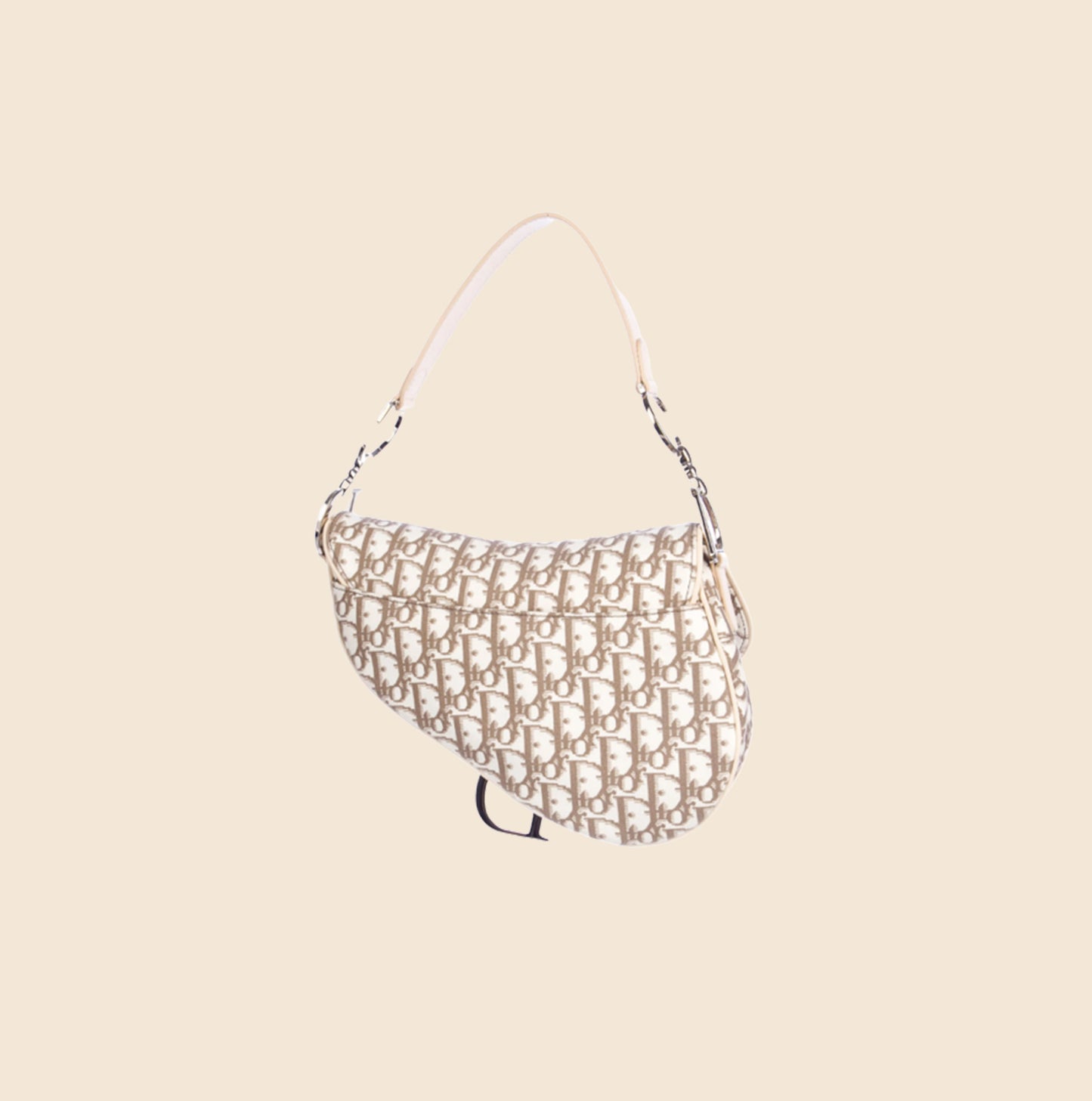 CHRISTIAN DIOR 2005 BEIGE DIORISSIMO EMBROIDERED FLOWERS SADDLE BAG