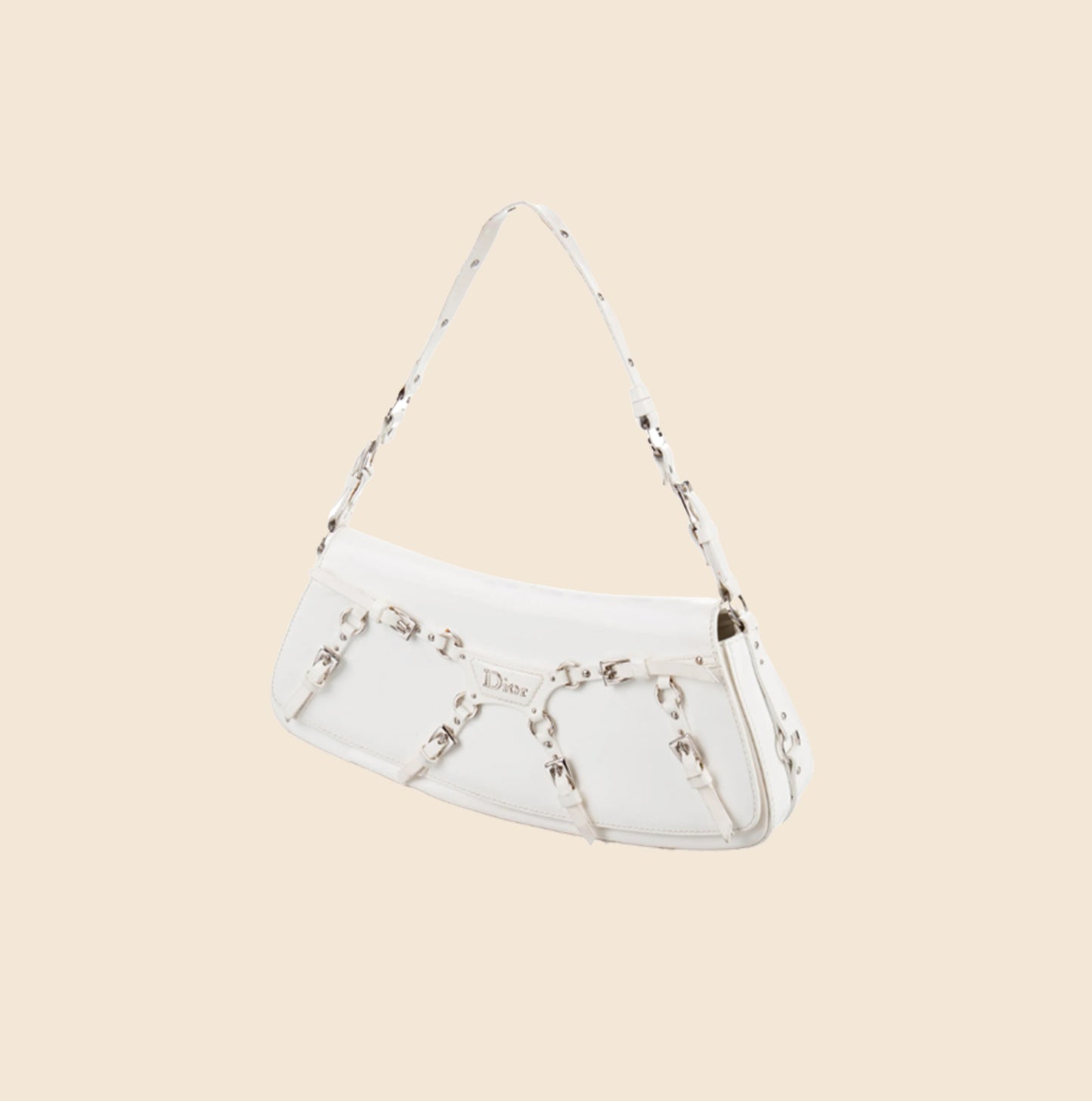 CHRISTIAN DIOR WHITE LEATHER BONDAGE BAG
