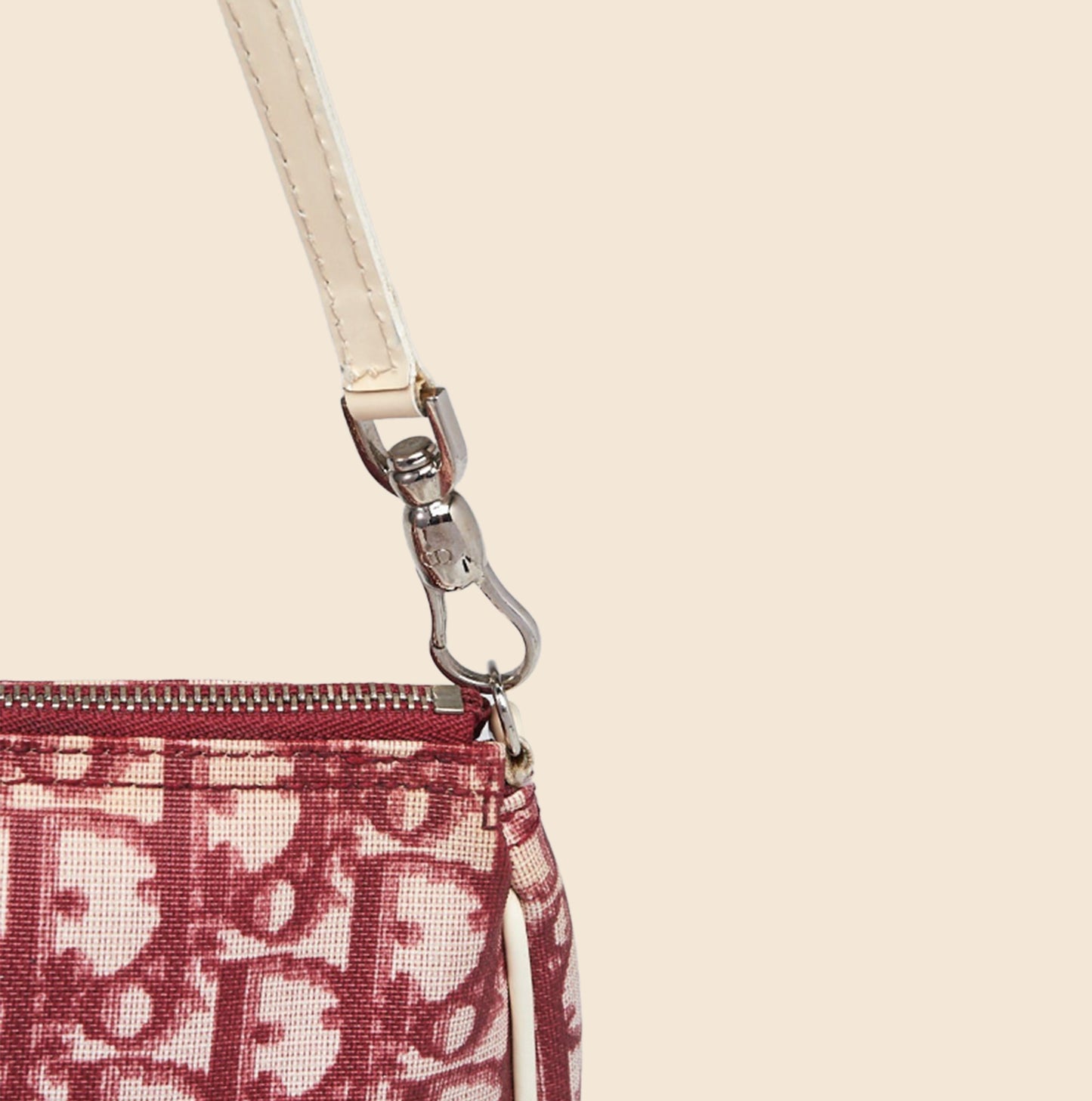 CHRISTIAN DIOR BURGUNDY CREAM SADDLE POCHETTE