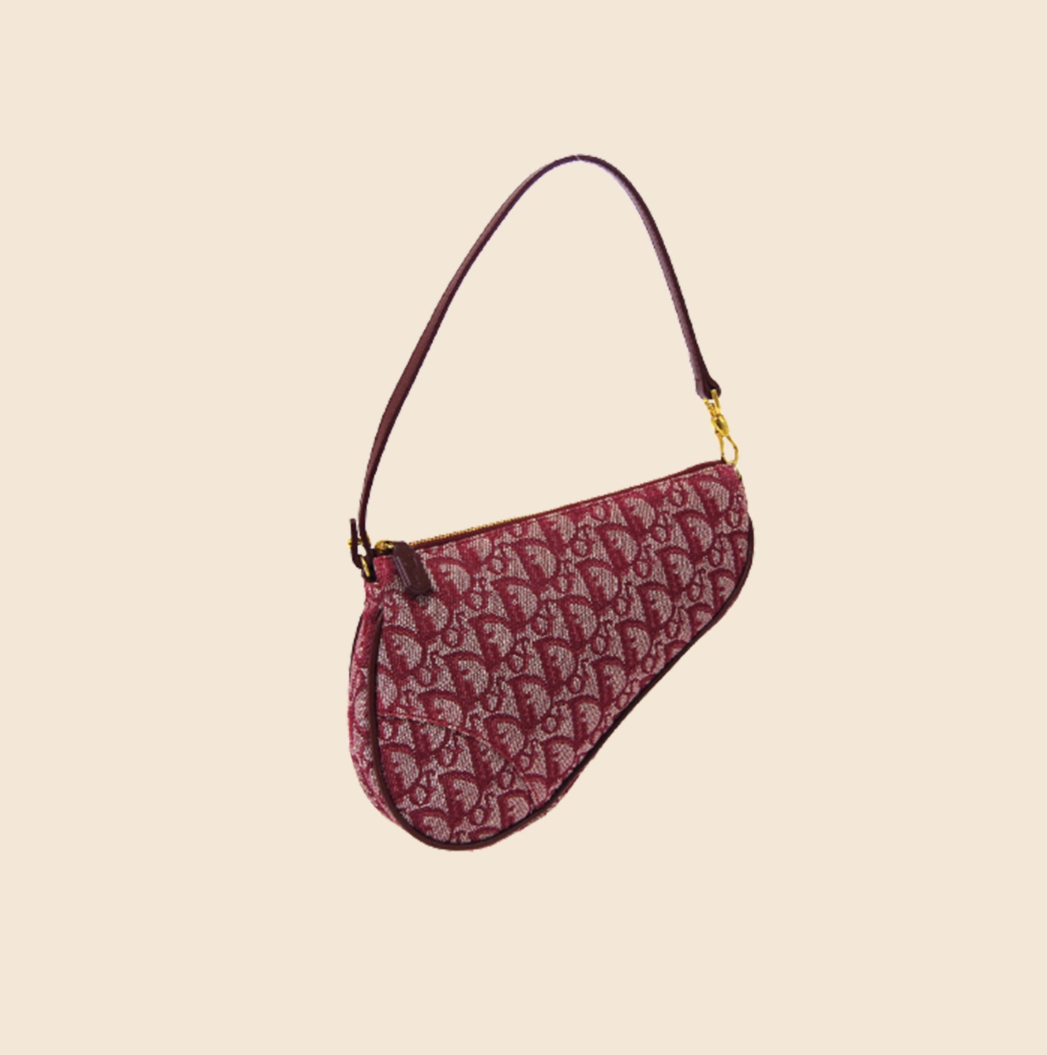 CHRISTIAN DIOR BURGUNDY CANVAS SADDLE BAG – RDB