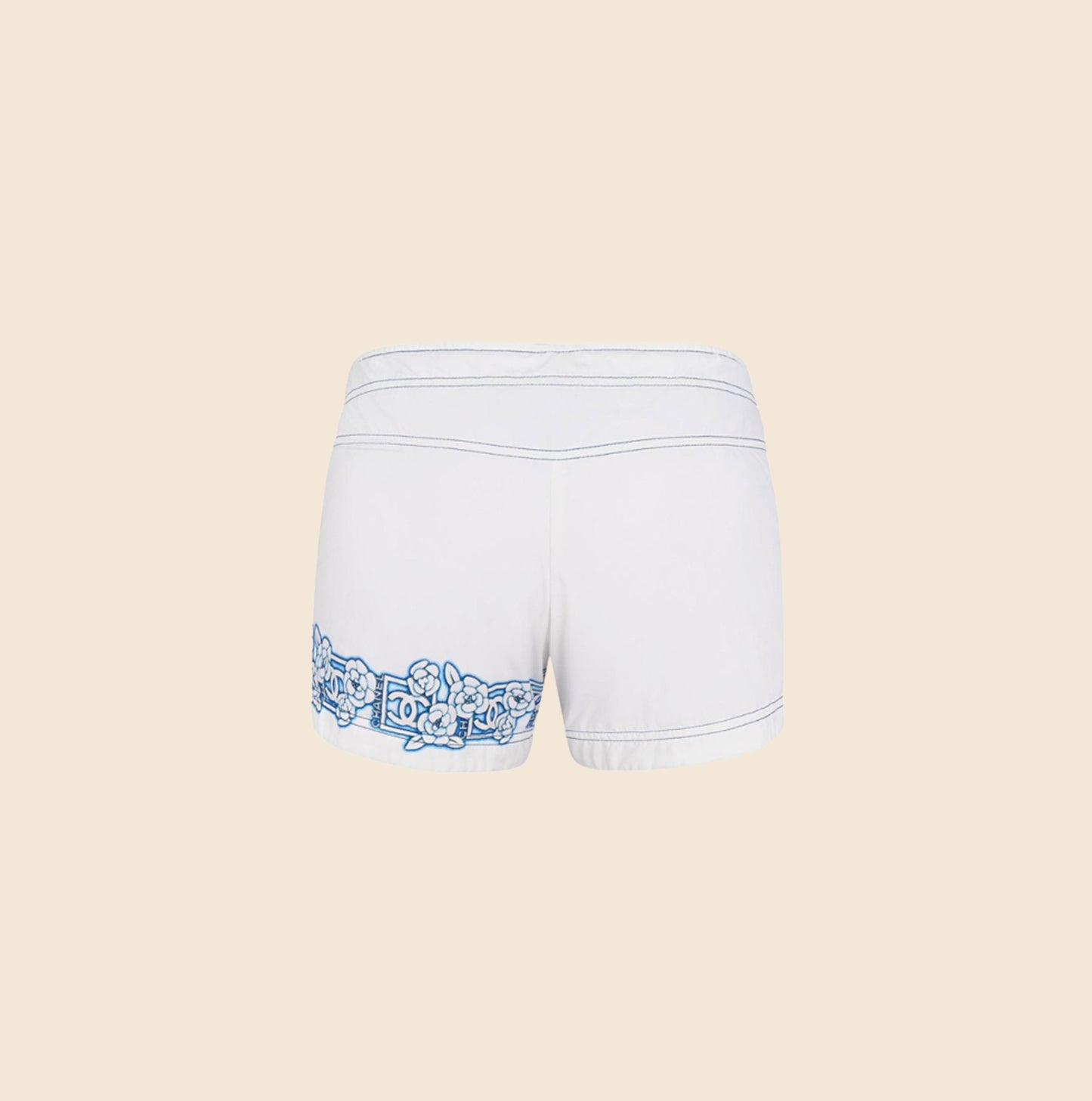CHANEL 2005 WHITE CAMELIA SHORTS