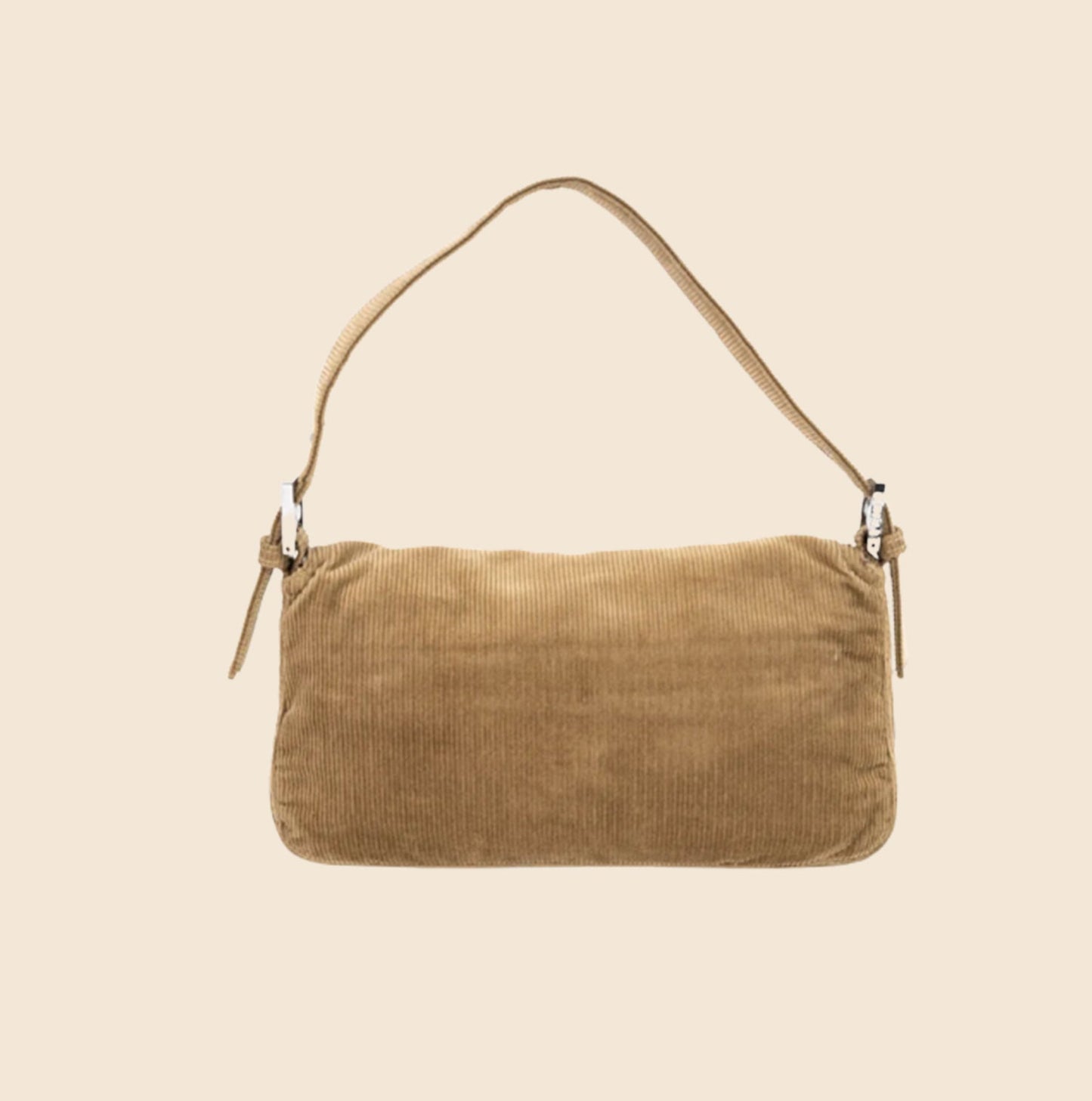 FENDI BEIGE CORDUROY BAGUETTE BAG