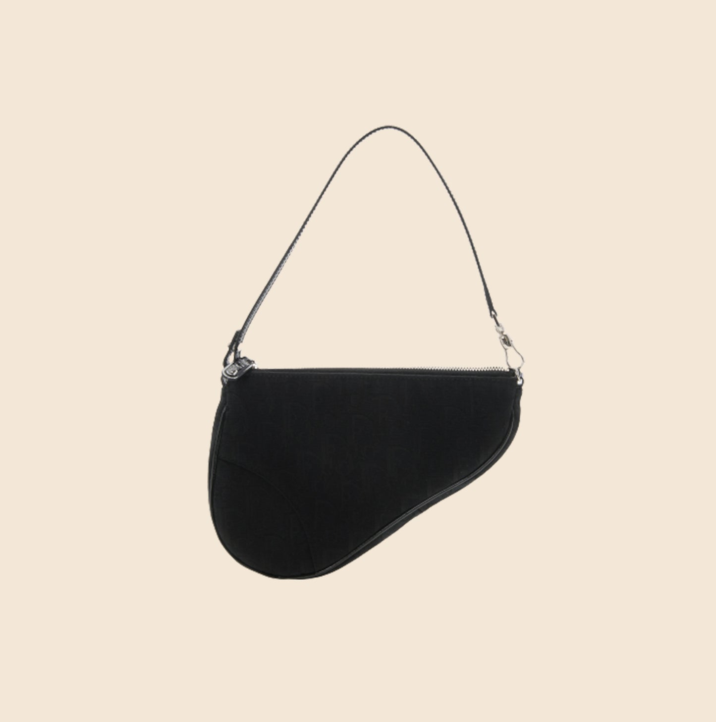 CHRISTIAN DIOR BLACK OBLIQUE SADDLE BAG