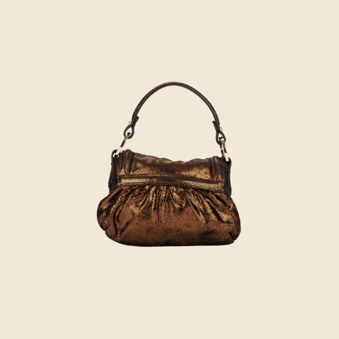 FENDI BROWN METALLIC MINI CHEF BAGUETTE
