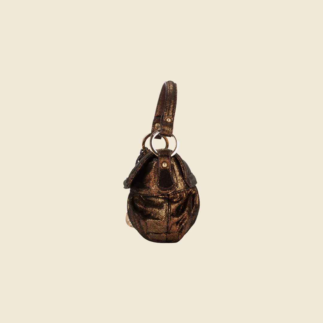 FENDI BROWN METALLIC MINI CHEF BAGUETTE