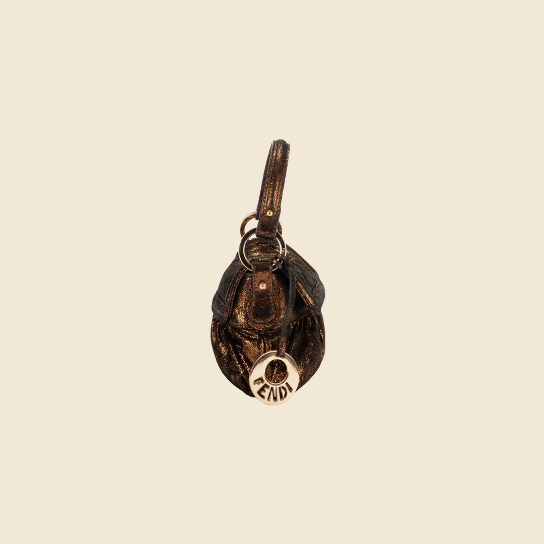 FENDI BROWN METALLIC MINI CHEF BAGUETTE