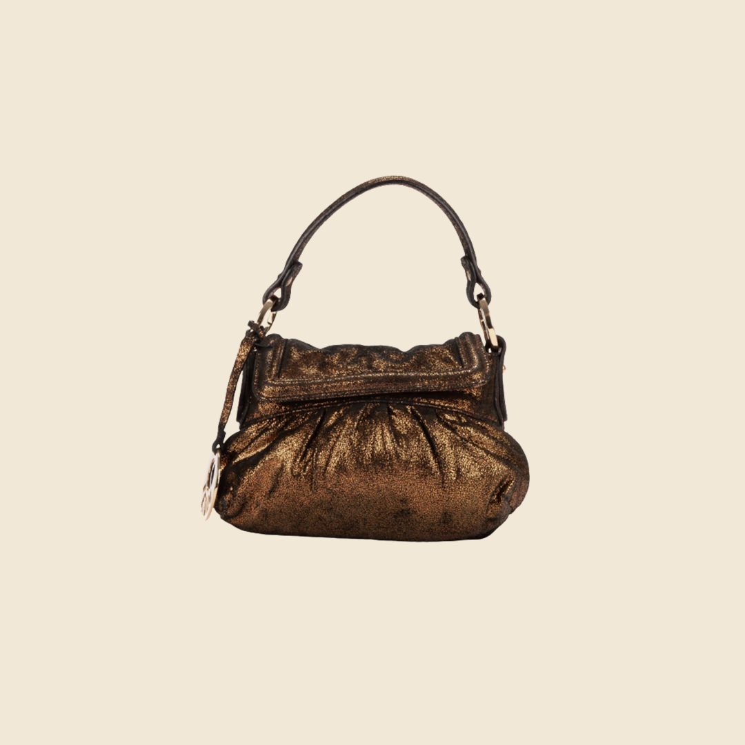 FENDI BROWN METALLIC MINI CHEF BAGUETTE