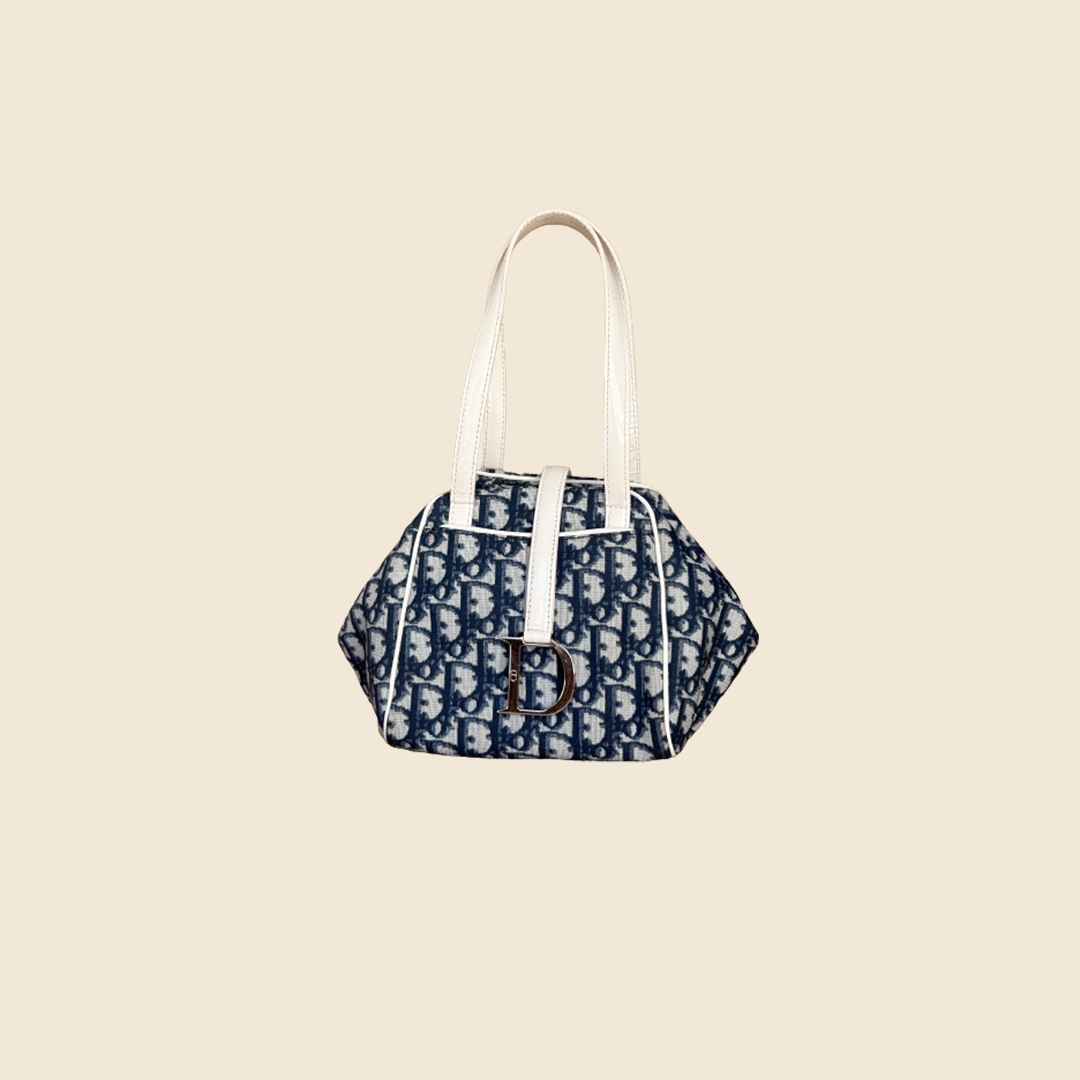 CHRISTIAN DIOR BLUE TROTTER MINI BUCKET BAG