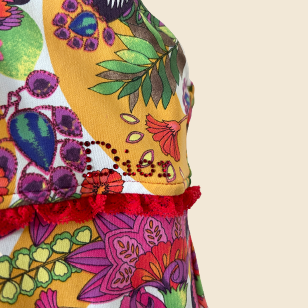 CHRISTIAN DIOR FLORAL RUFFLE DRESS