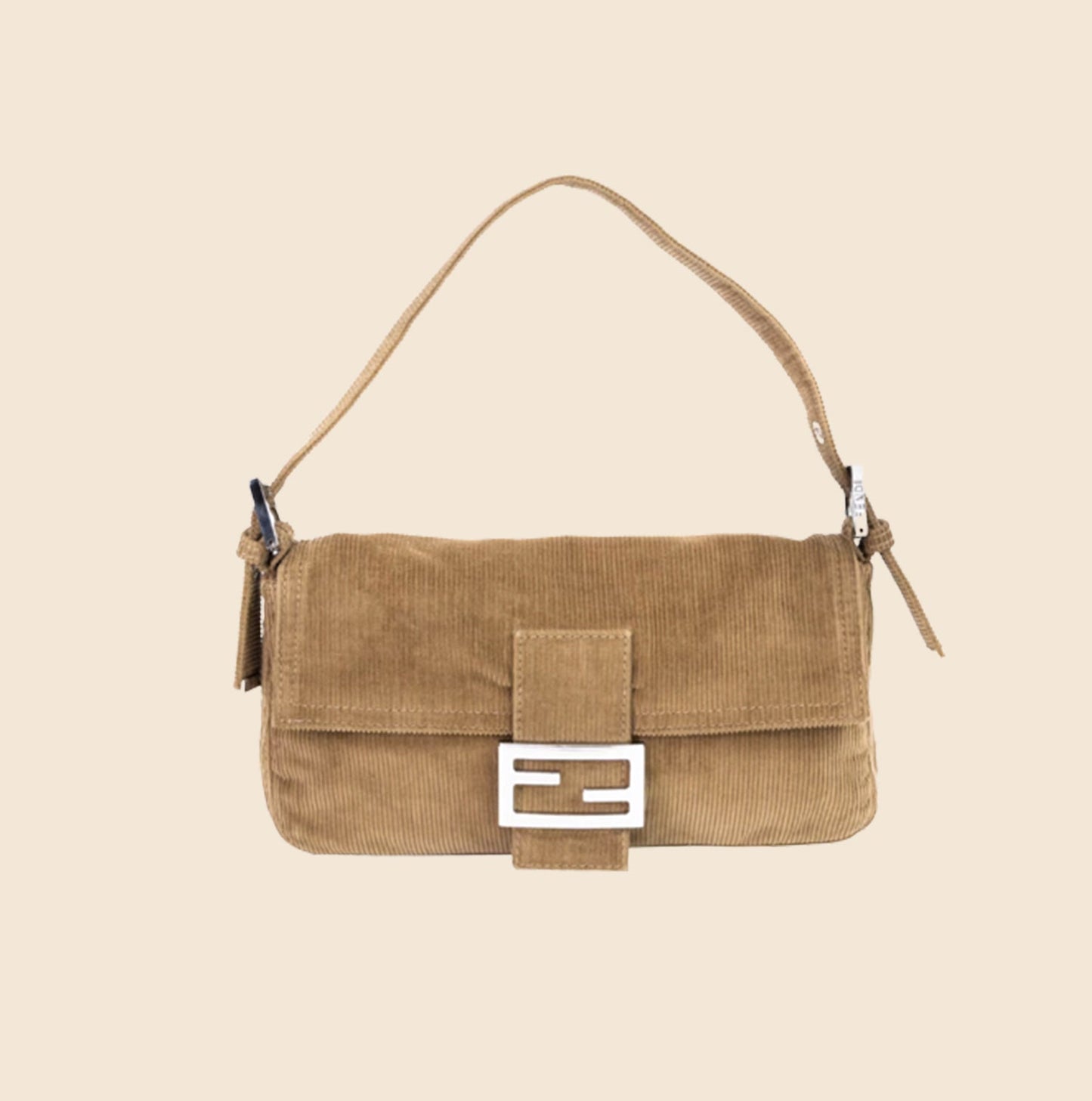 FENDI BEIGE CORDUROY BAGUETTE BAG