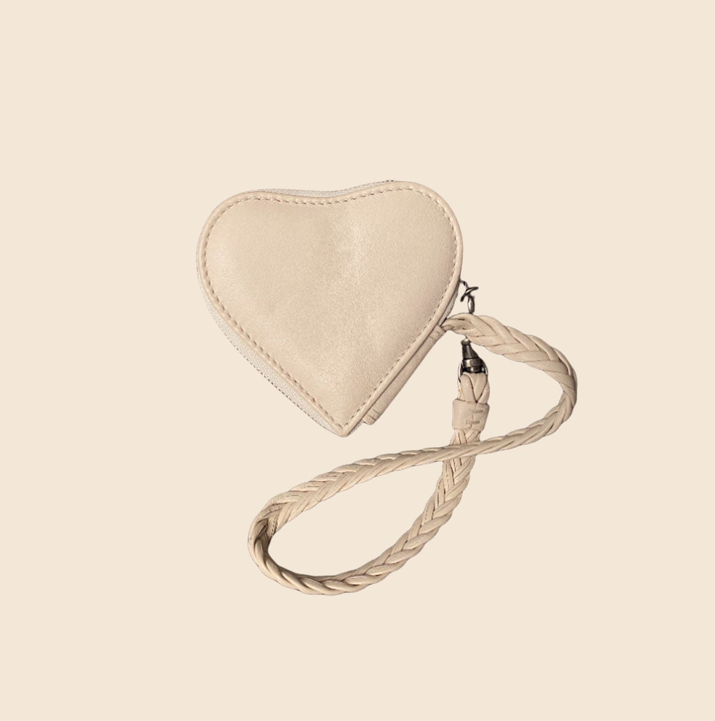CHRISTIAN DIOR WHITE LEATHER MINI HEART POUCH