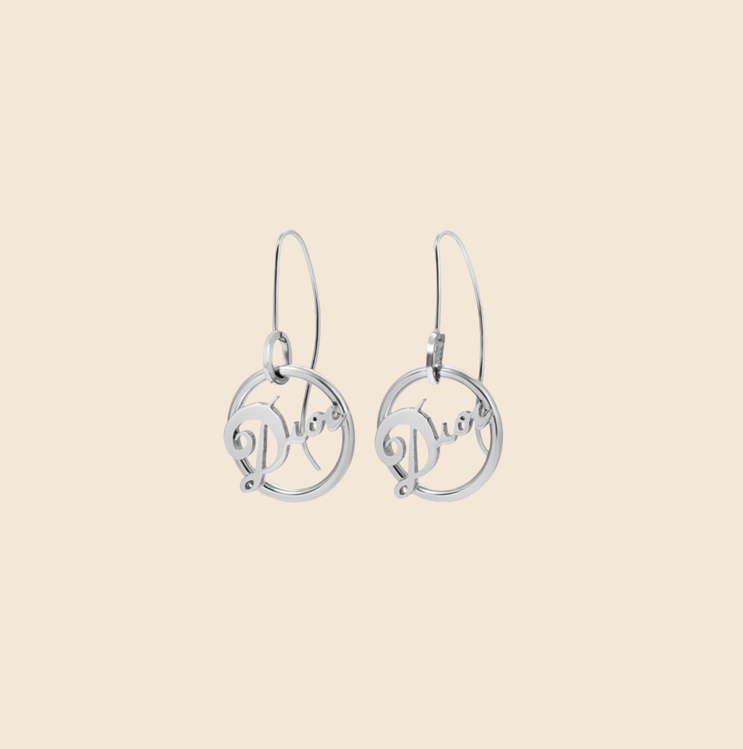 CHRISTIAN DIOR SILVER LOGO EARRINGS
