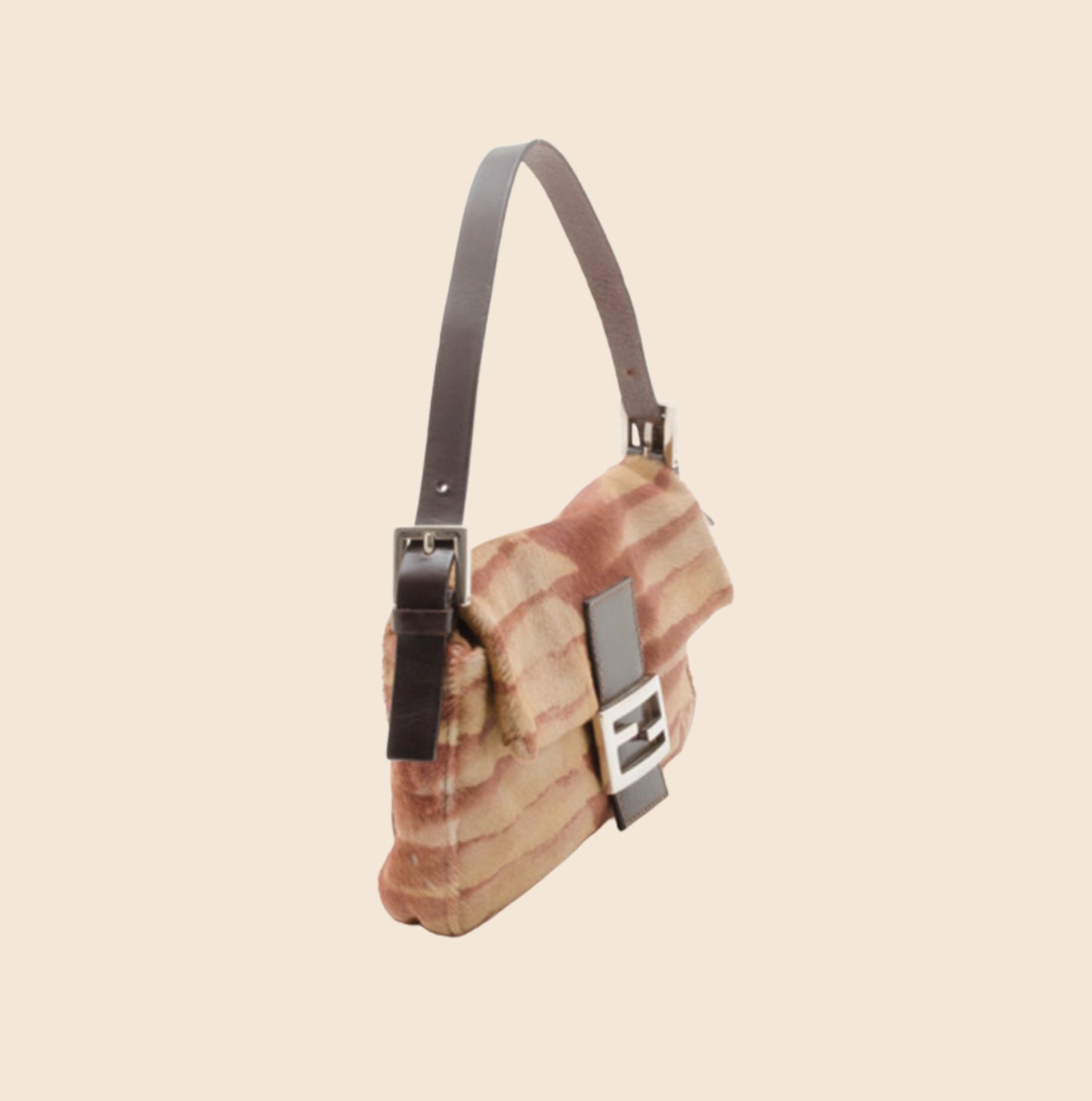 FENDI TIGER STRIPE PONY HAIR BAGUETTE BAG