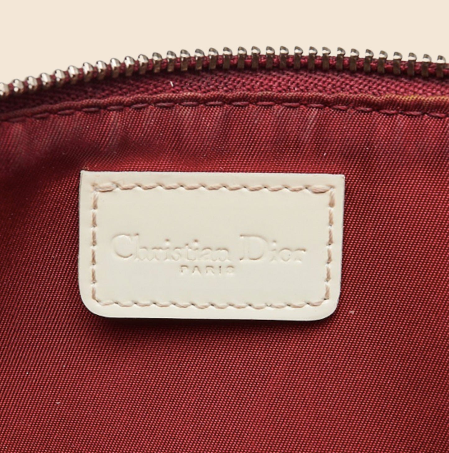 CHRISTIAN DIOR BURGUNDY CREAM SADDLE POCHETTE