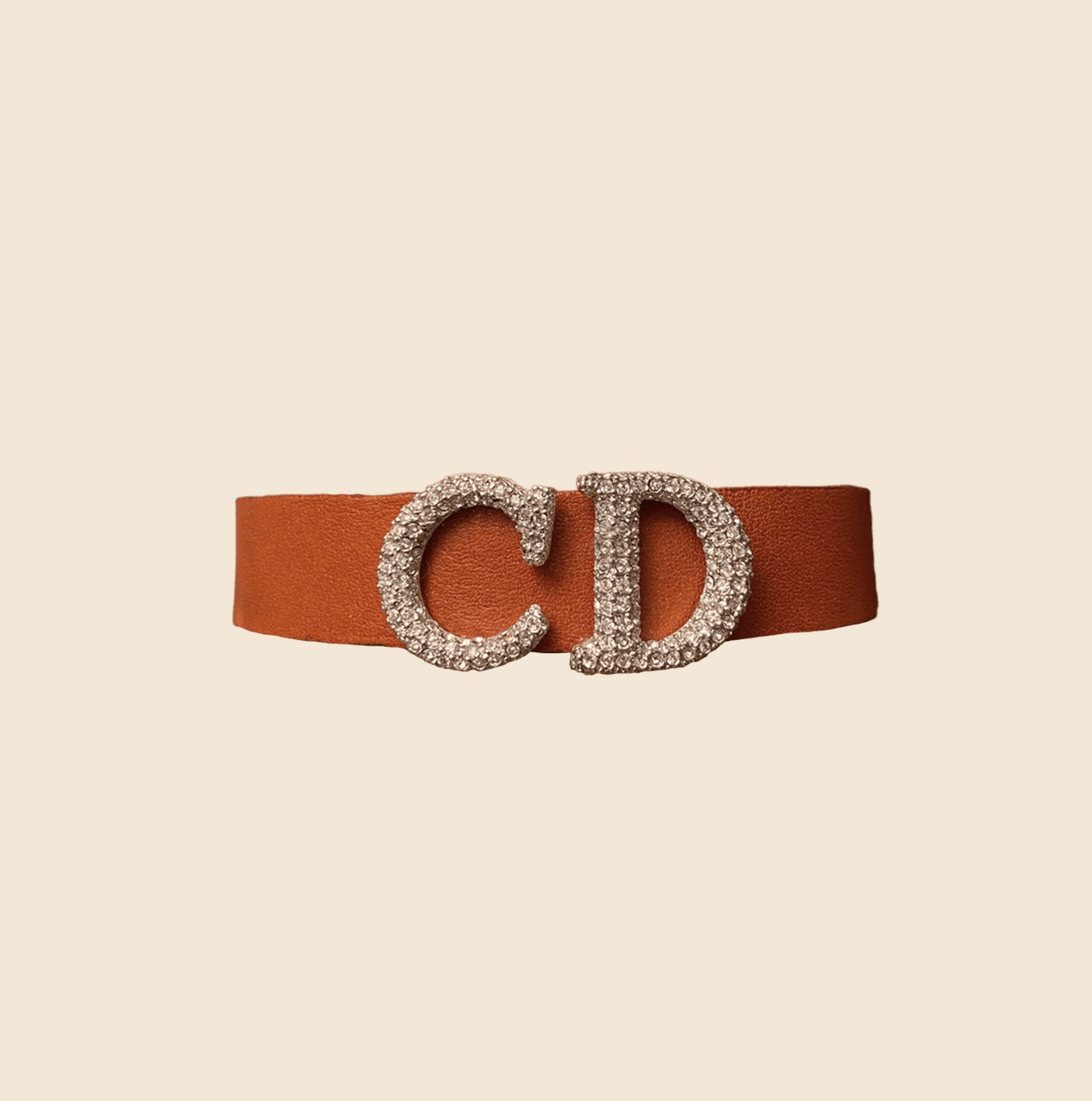 CHRISTIAN DIOR CD BROWN LEATHER CHOKER