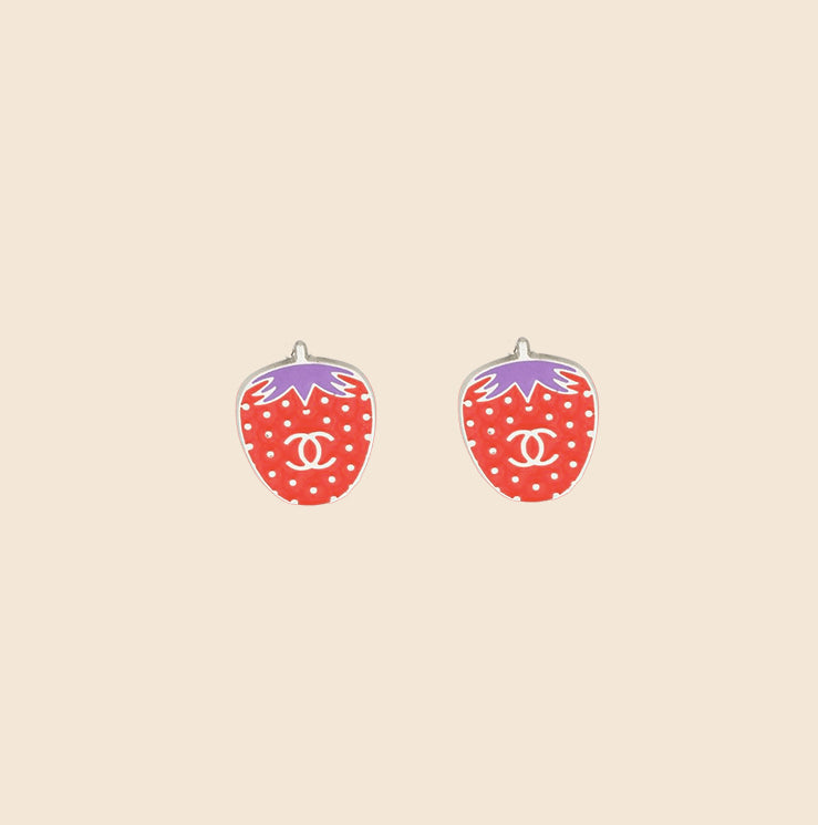 CHANEL STRAWBERRY CLIP ON EARRINGS